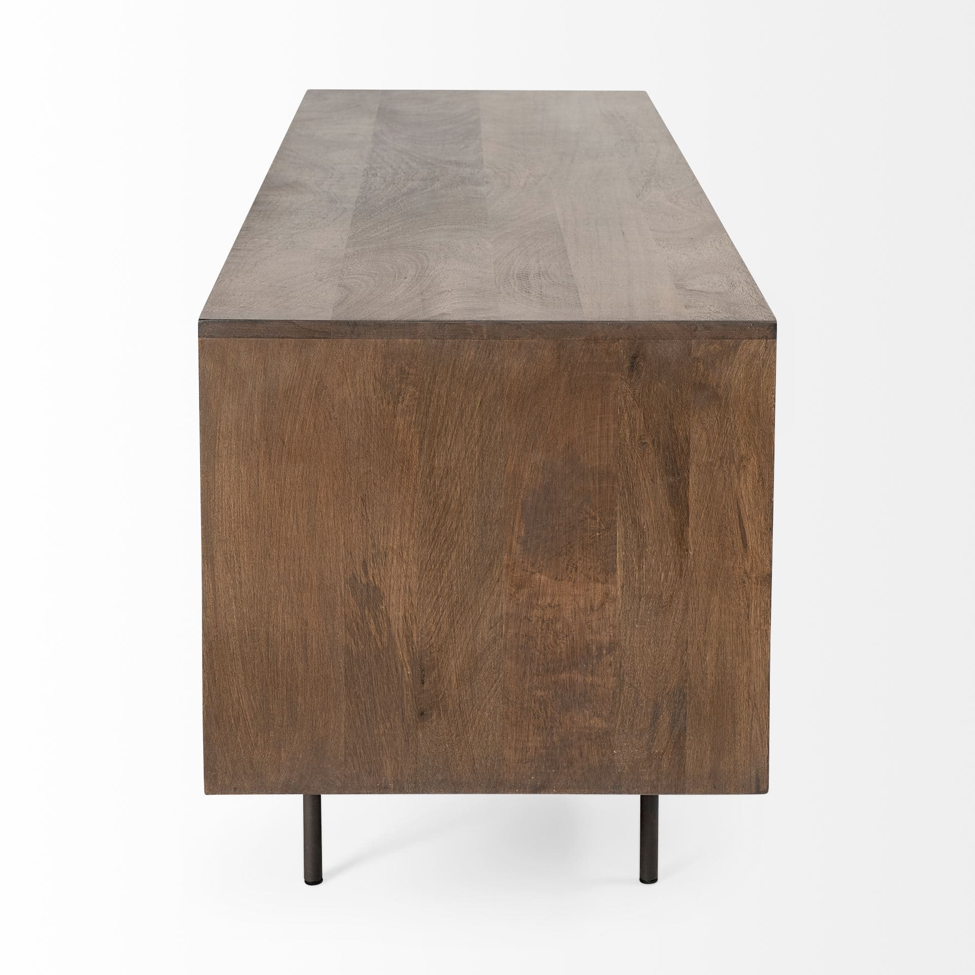 Grace I Two-Toned Brown Solid Wood TV Stand Media Console with Slated Doors, TV up to 82" — product photograph