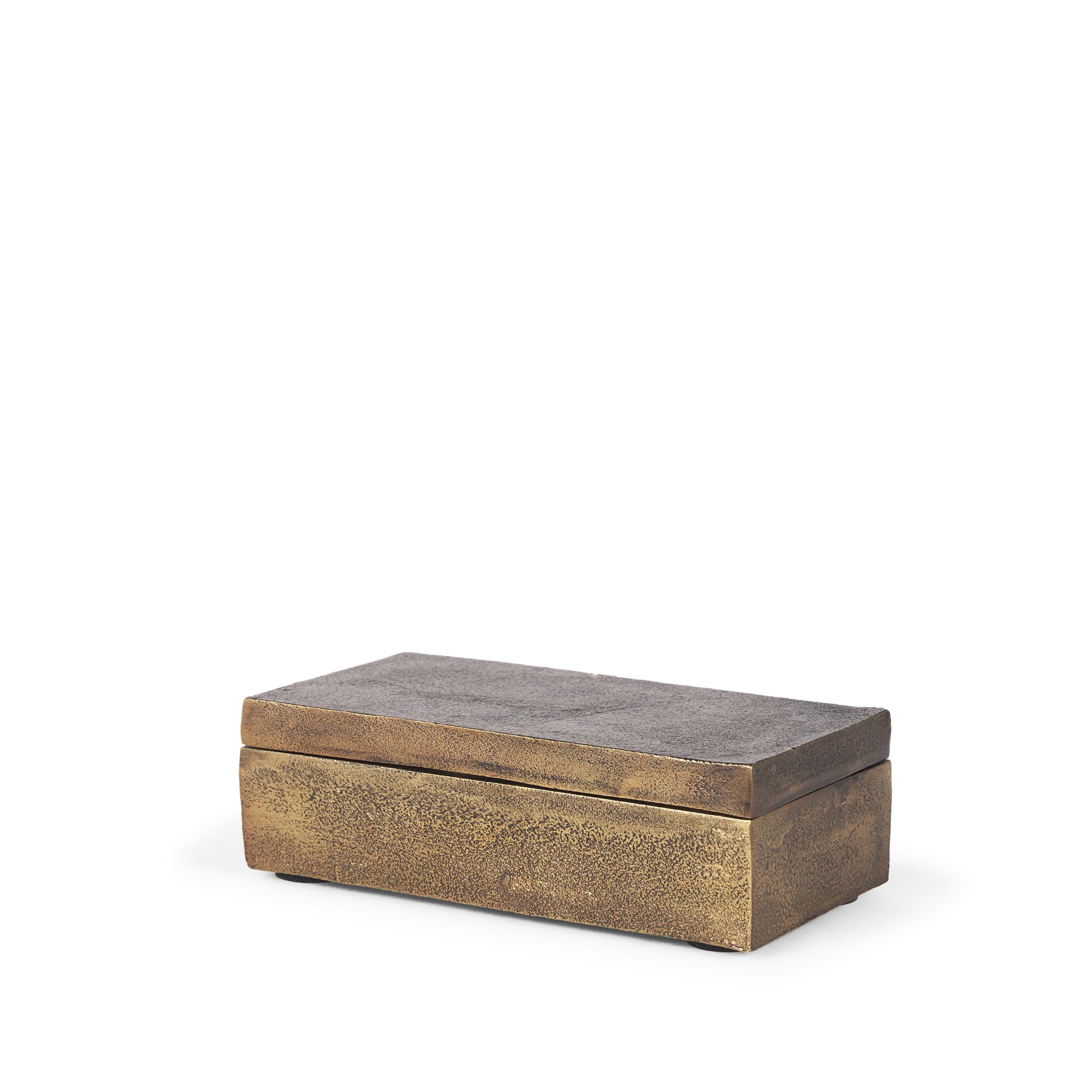 Porschia Small Antiqued Gold Metal Decorative Box — product photograph