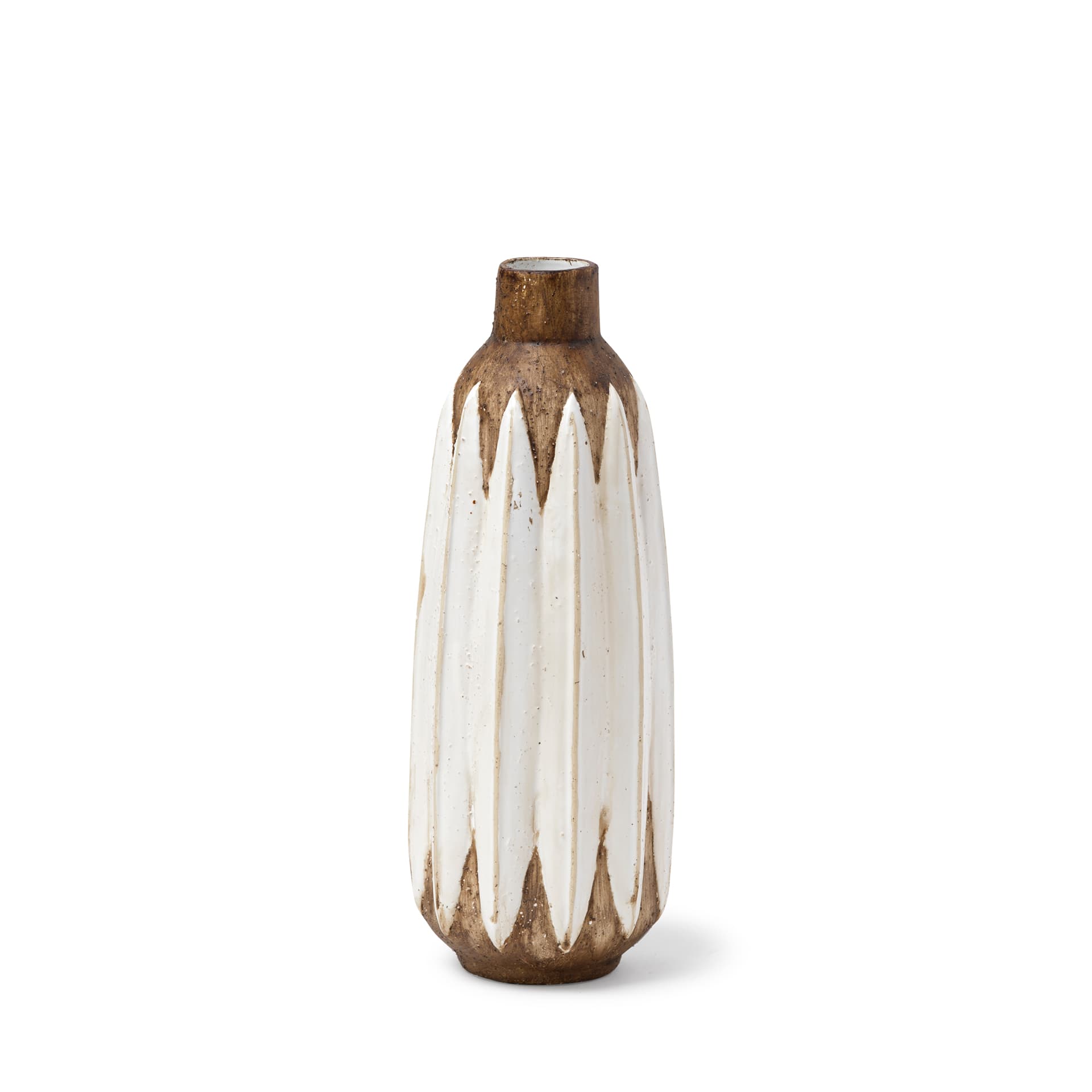 Sisko I Short Rustic Brown White Ceramic Vase — product photograph