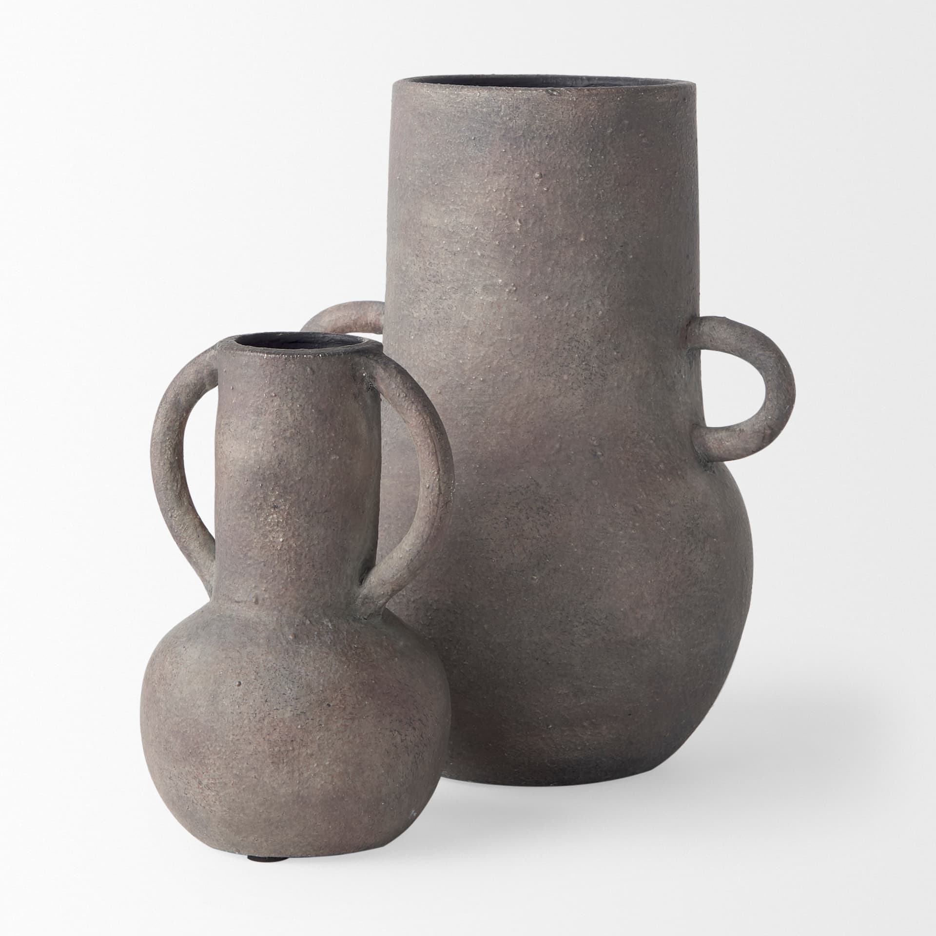 Armani 6.7H Brown-Gray Double Ear Vase — product photograph