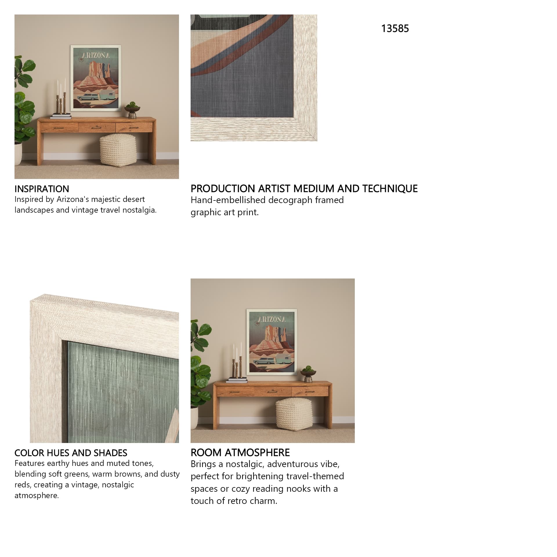 Arizona Go USA (L) by Mercana Studio a Hand Embellished Decograph Framed Art Print — in a styled room