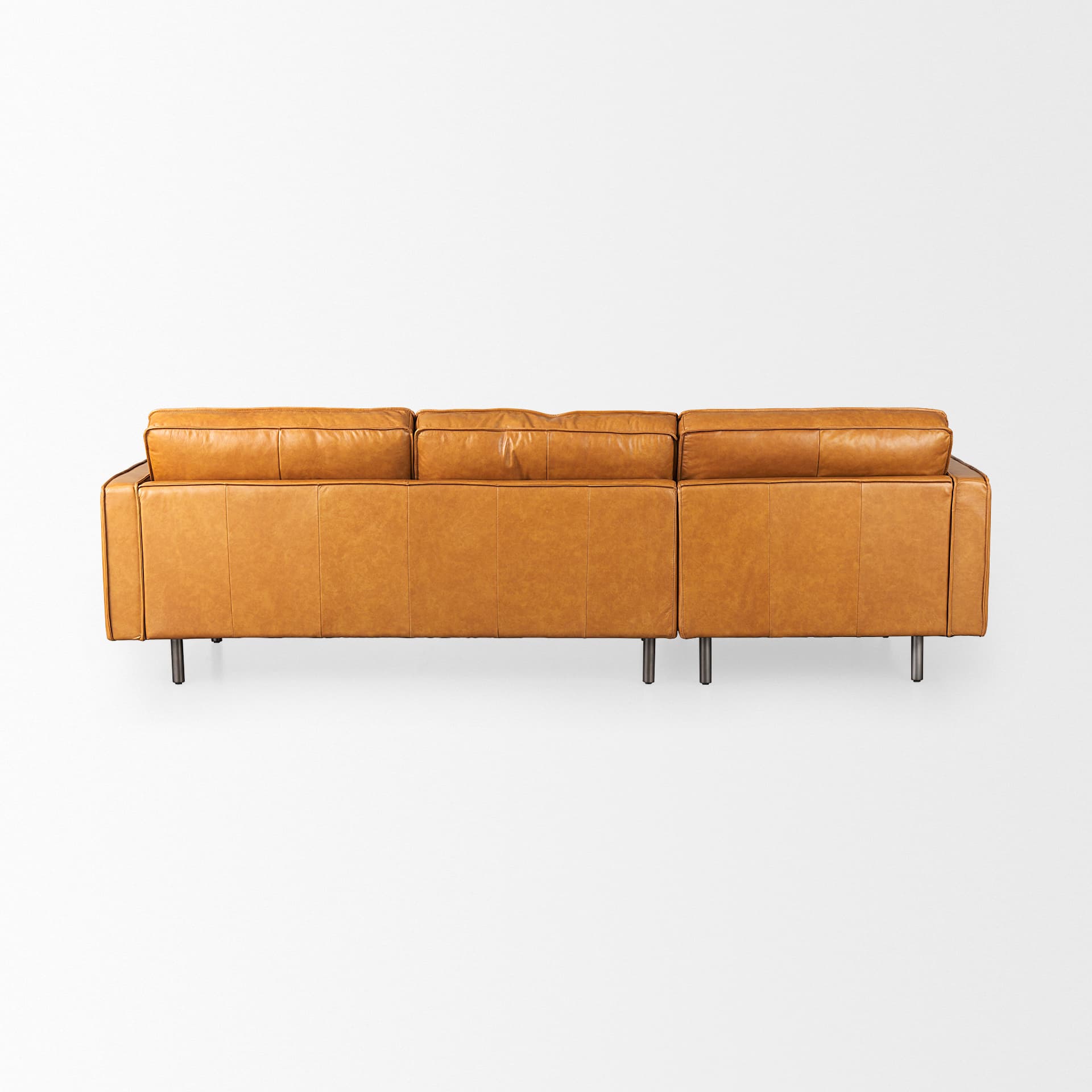 D'Arcy 111"L x 70"D x 33"H Tan Leather Left Chaise Sectional — product photograph