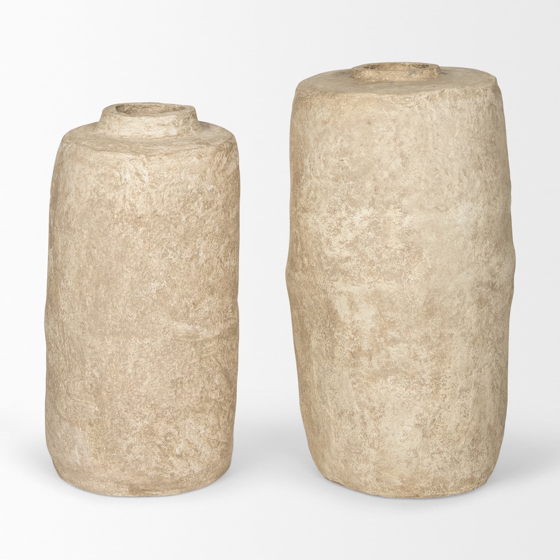 Rama Large Beige Paper Mache Floor Vase — product photograph