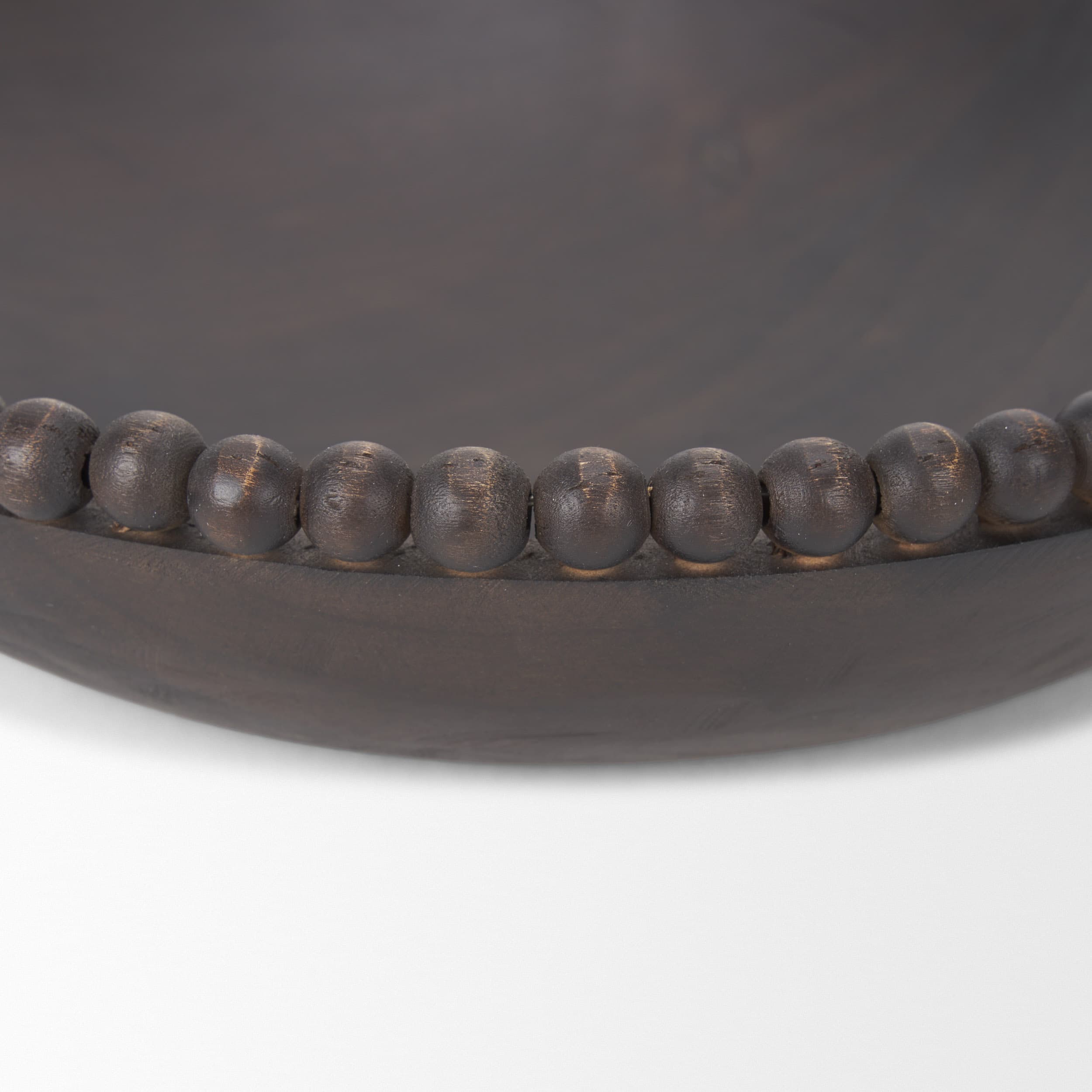 Wendell Dark Brown Wood w/ Wood Beads Round Bowls — product photograph