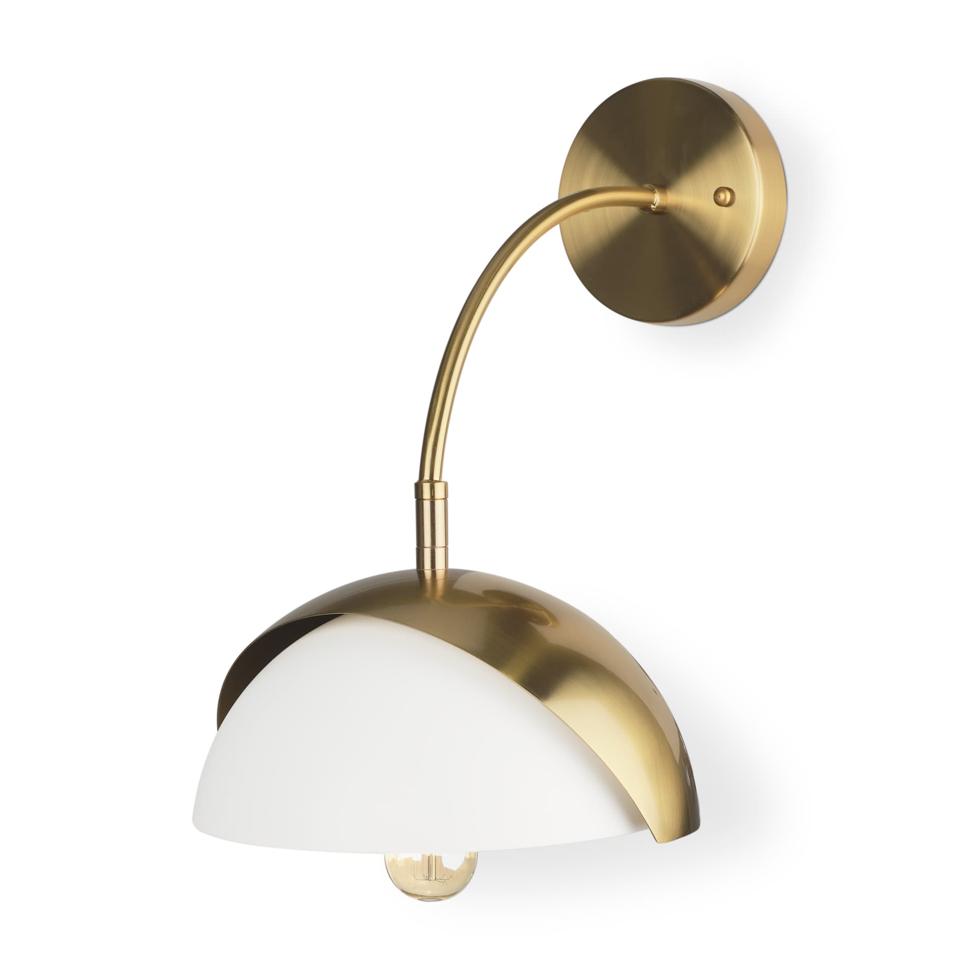 Cybill Brushed Brass w/ White Metal Shade 1-Light Wall Sconce — product photograph