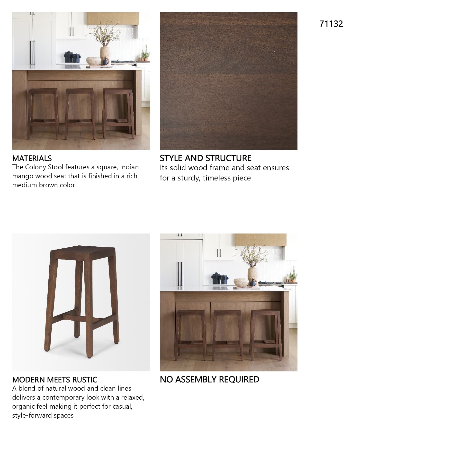 Colony Backless 25in Seat Counter Stool | Medium Dark Brown — product photograph