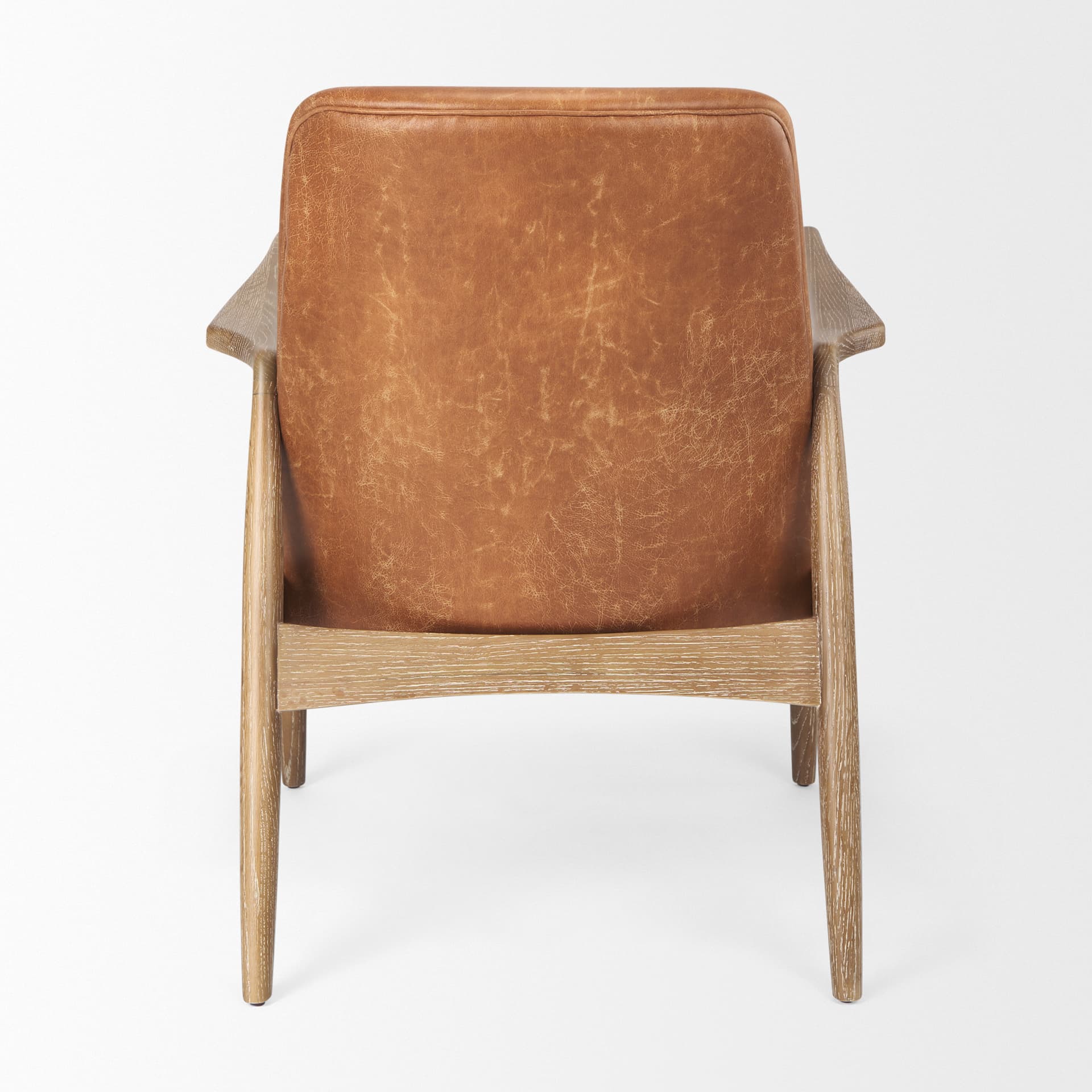 Westan Cognac Faux Leather W/Medium Brown Wood Accent Chair — product photograph
