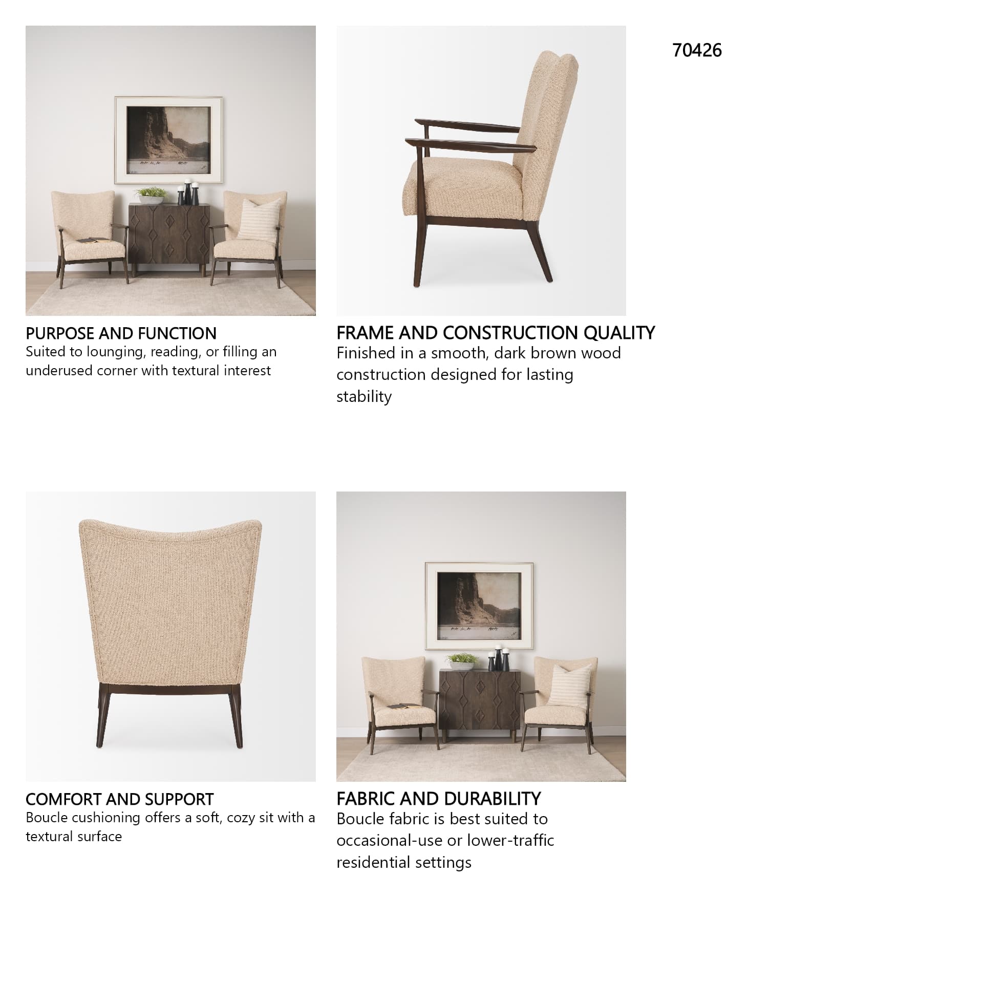 Argent Beige Boucle Accent Chair — in a styled room