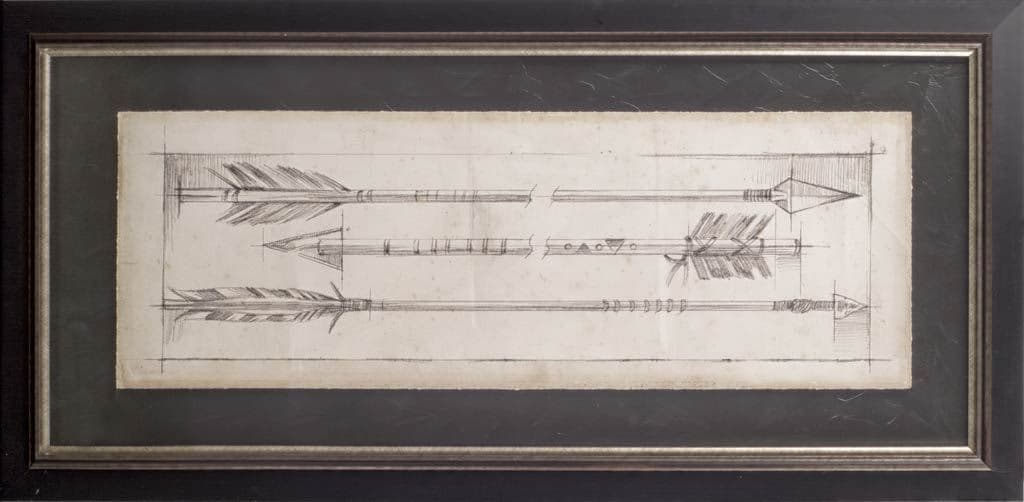 Custom Arrow Schematic I (MC) by Ethan Harper Hand Embellished Framed Art Print Matted under Glass — product photograph