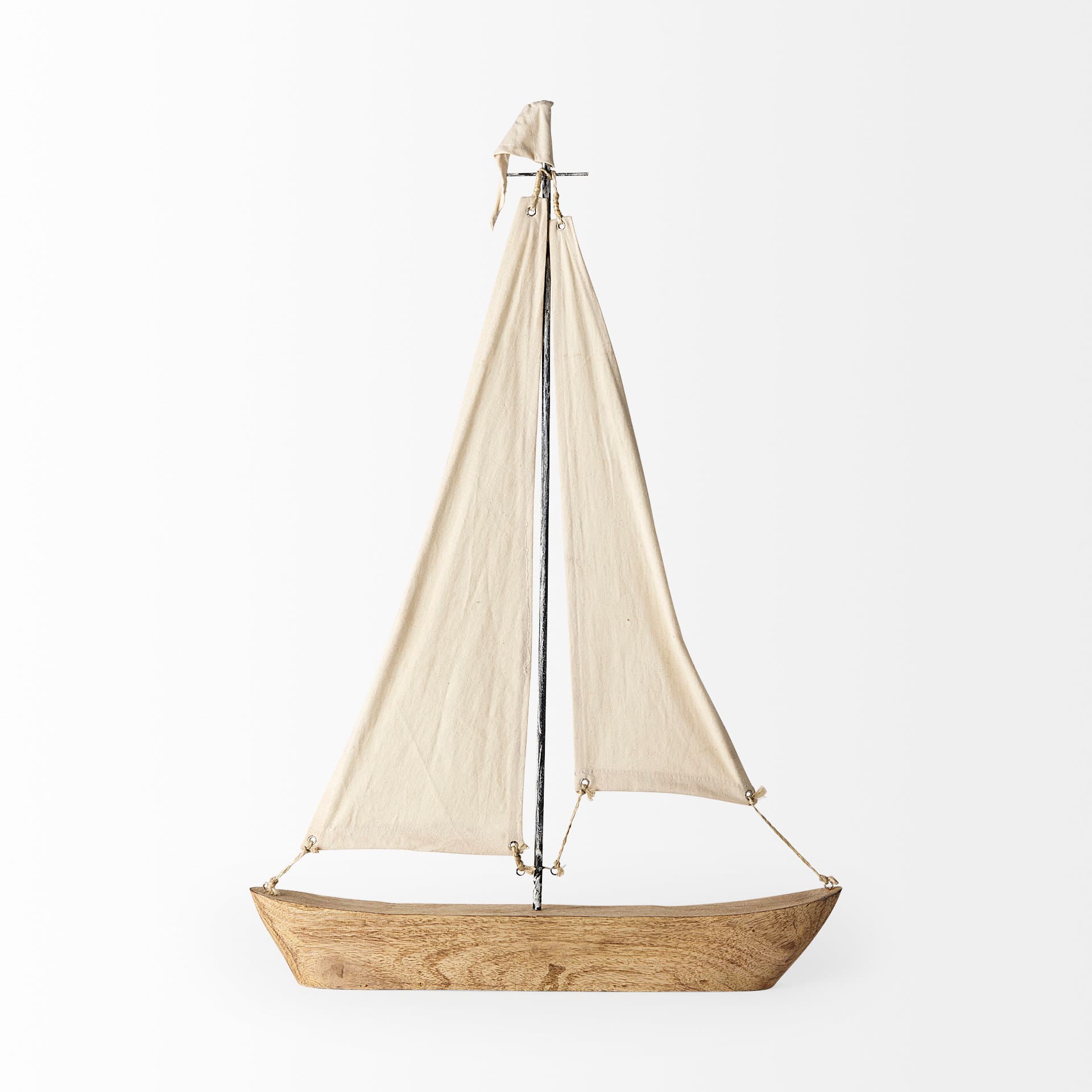 Tartane Large 22L x 2W Brown/Cream Nautical Inspired Sailboat — product photograph