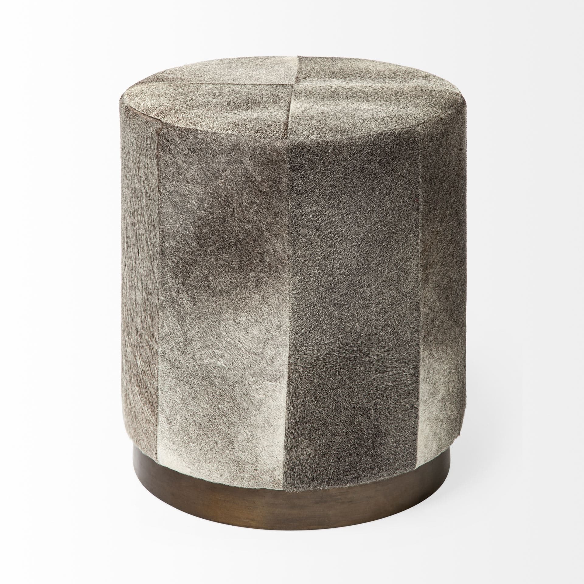 Zahavi I 23"H grey-toned hair-on-hide ottoman — product photograph