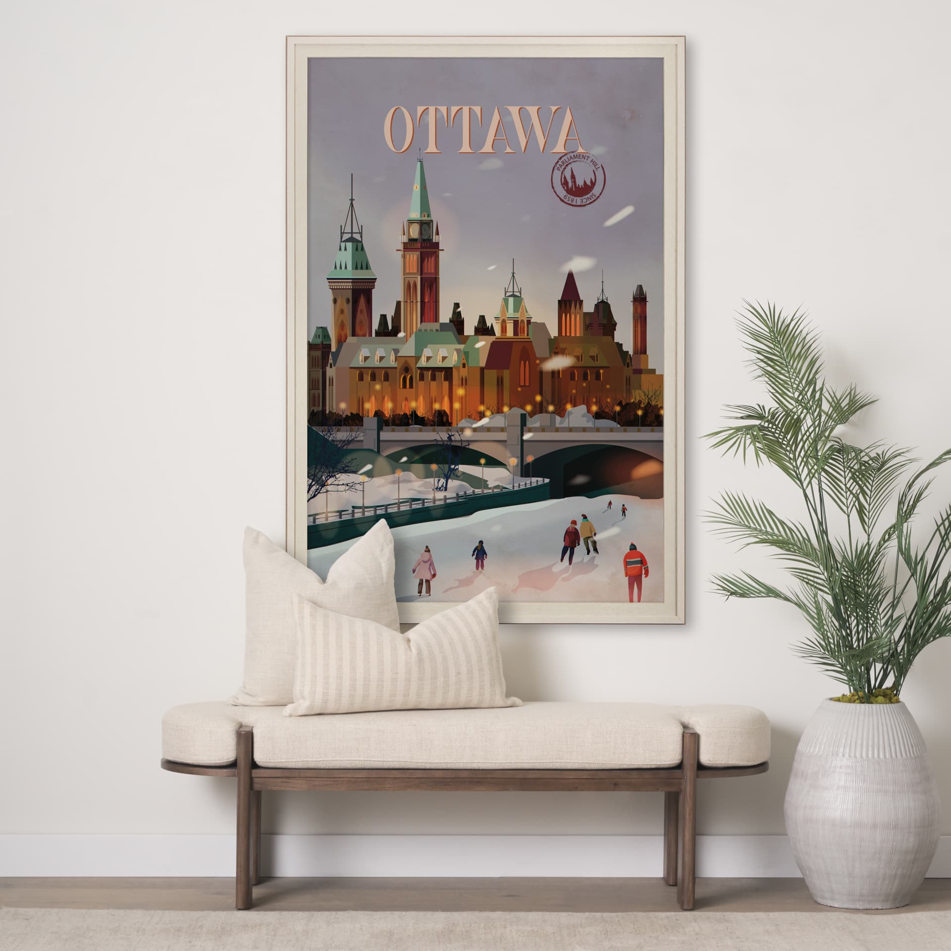 Ottawa Go Canada (XL) by Mercana Studio a Hand Embellished Decograph Framed Art Print under Glass — in a styled room