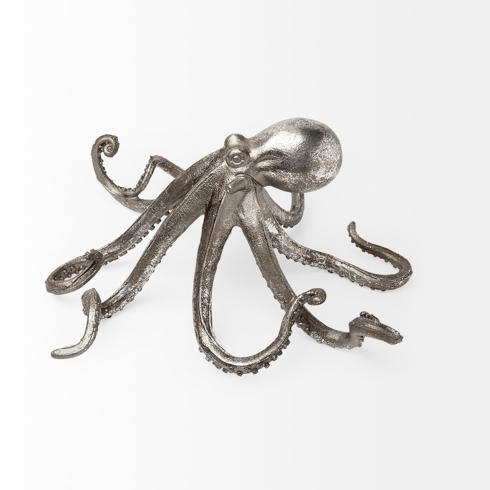 Strafford Medium 13L x 7W Silver Resin Octopus — product photograph