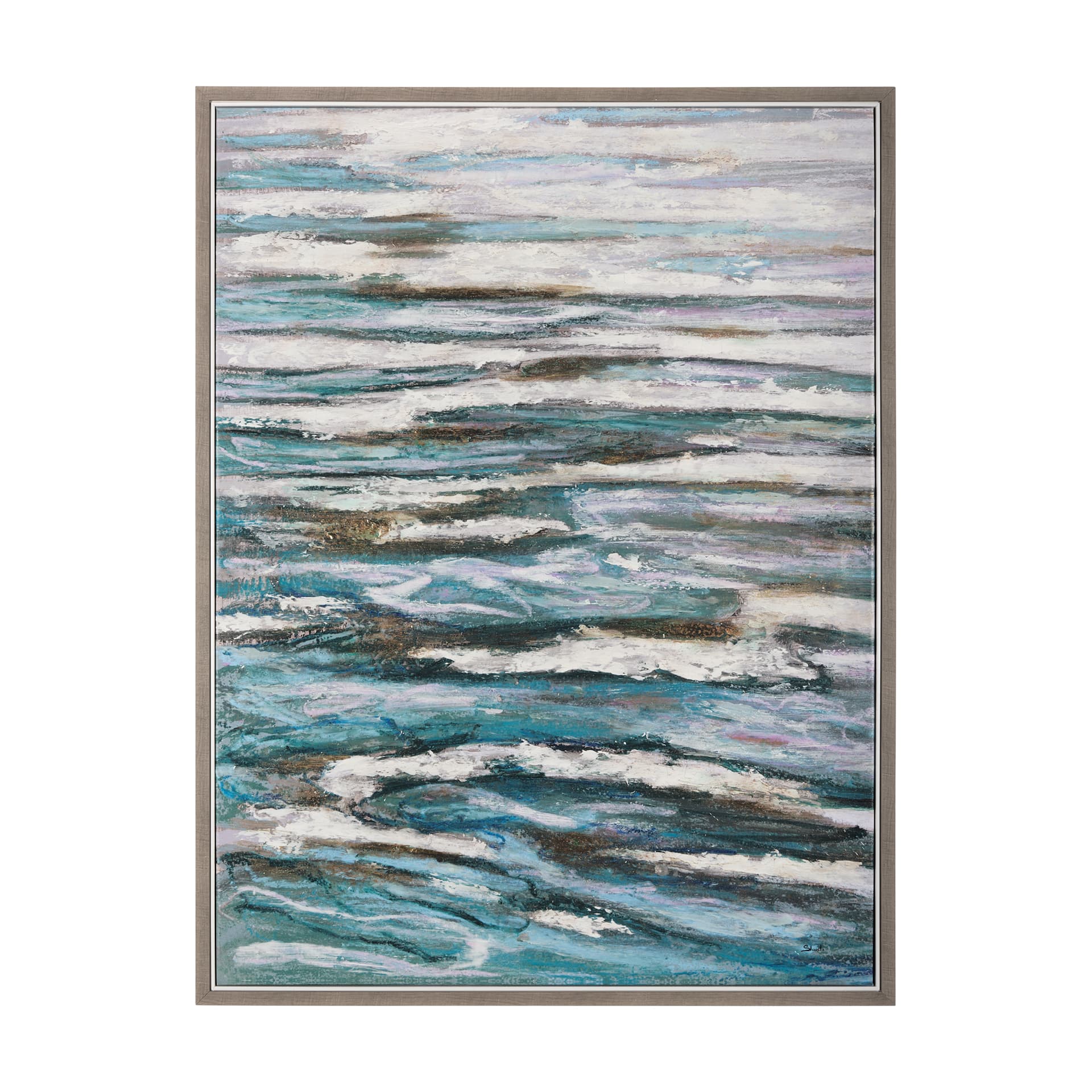 Sunshine Glare on The Waves I by Mercana Studio a Hand Embellished Textured Framed Canvas — product photograph