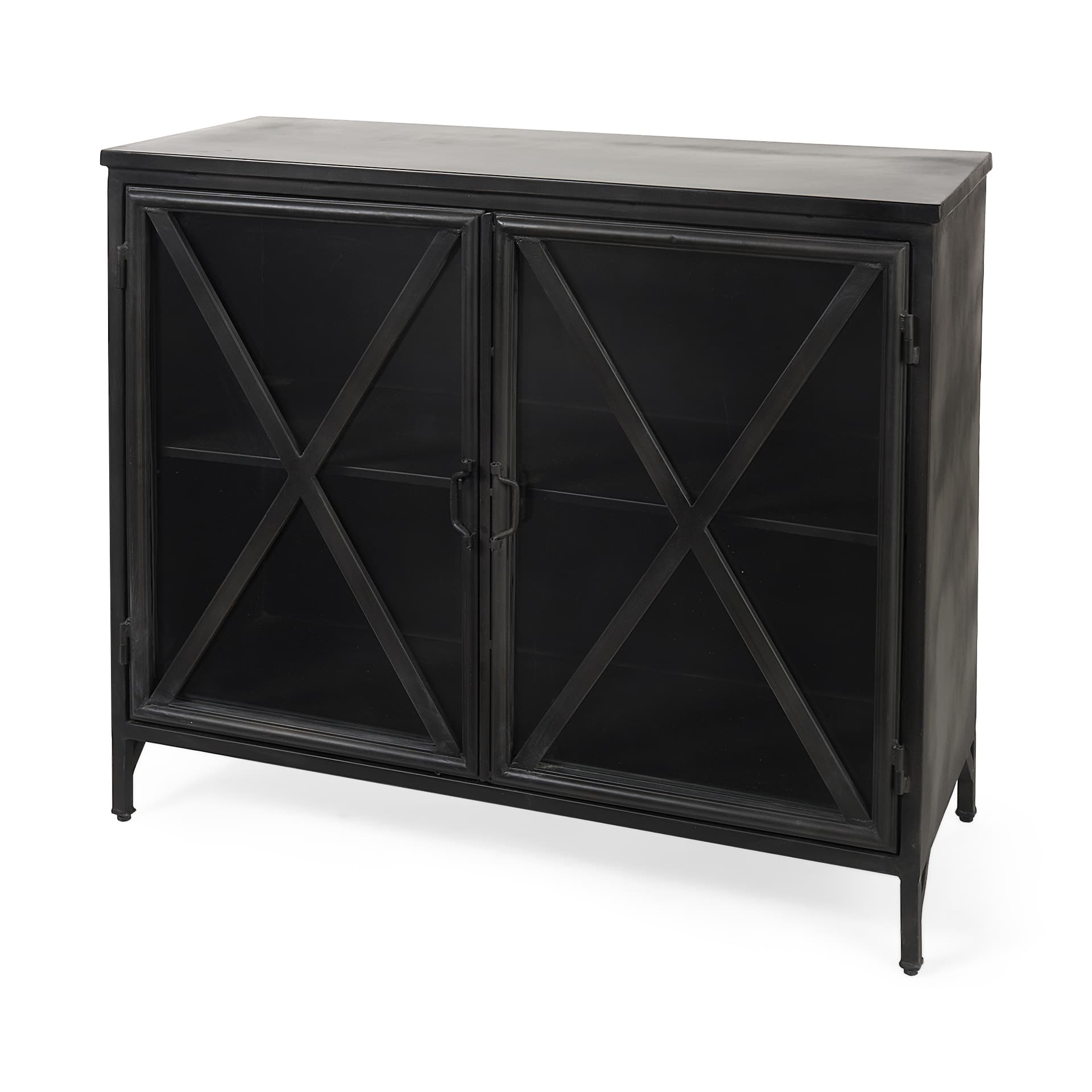 Poppy III 40L x 16W Black Metal With Glass Door Accent Cabinet — product photograph