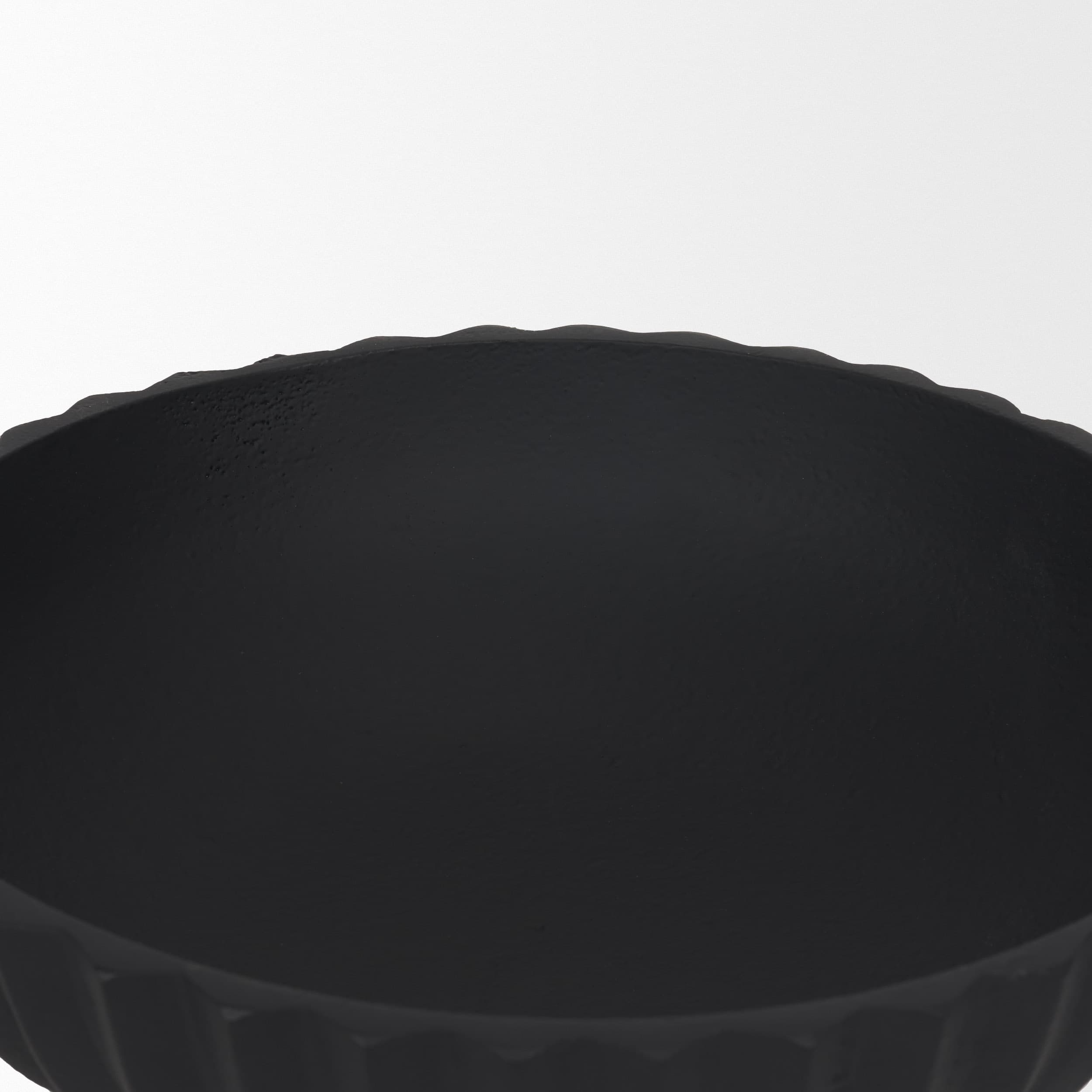 Ciaran Smooth Fluted Matte Black Metal Decorative Bowl — product photograph