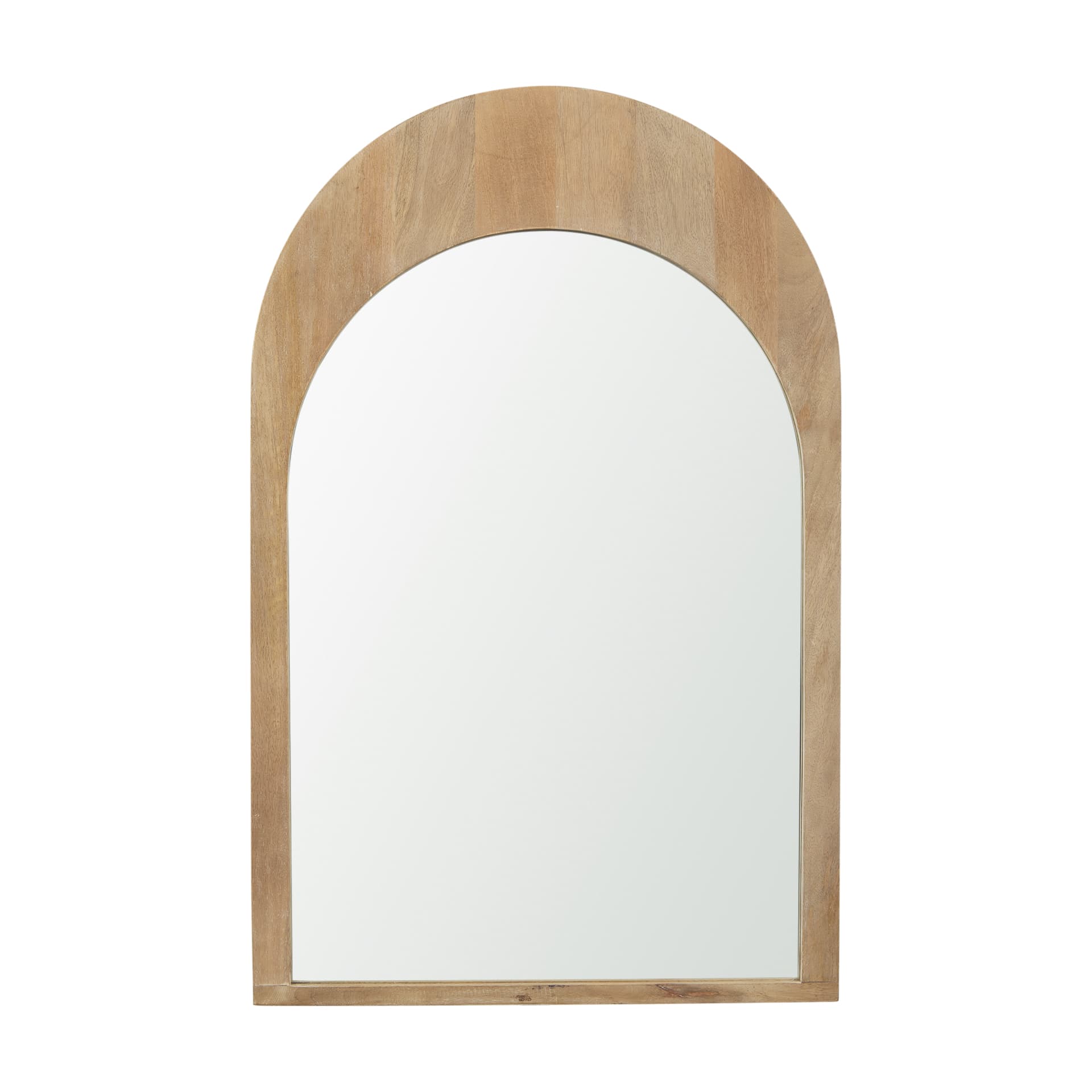 Celeste Light Brown Wood Arched Mirror — product photograph