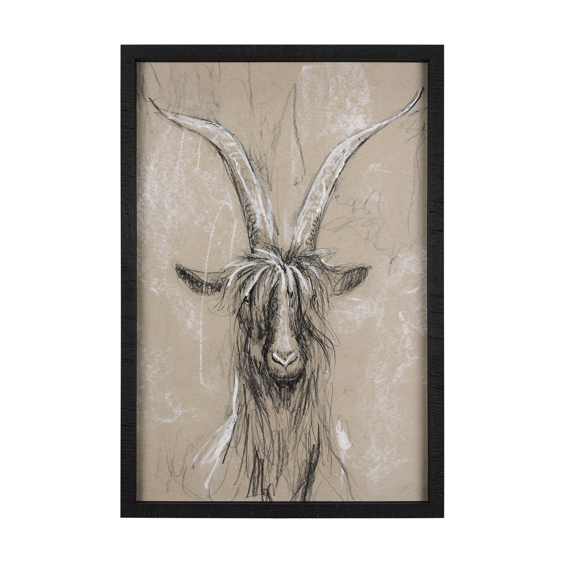 Sketch of Animal V (Goat) by Mercana Studio Hand Embellished Framed Art Print Matted under Glass — product photograph
