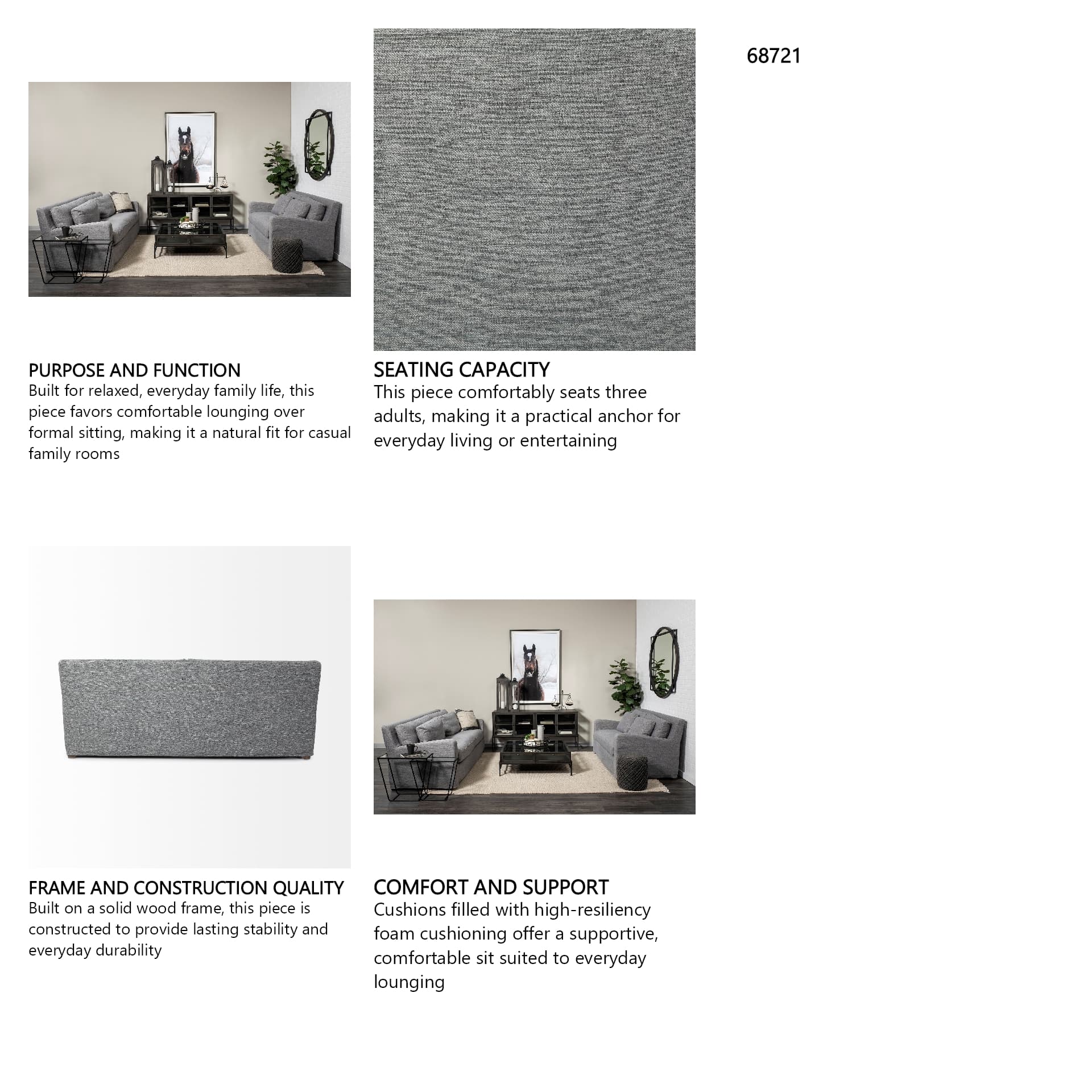 Denly II 92.5W Casterock Gray Slipcover Three Seater Sofa — in a styled room