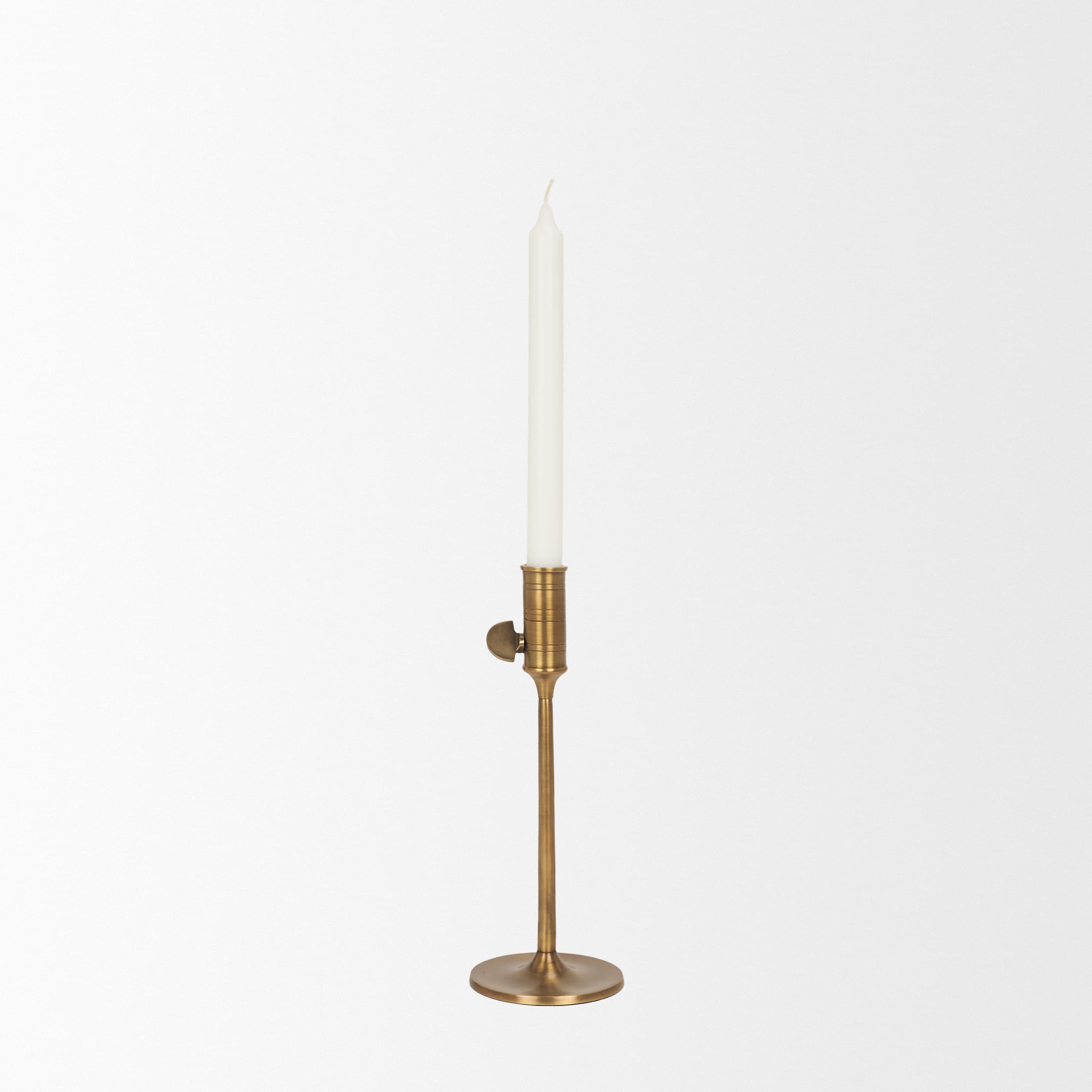Chantria Small Solid Natural Brass Adjustable Taper Candle Holder — product photograph