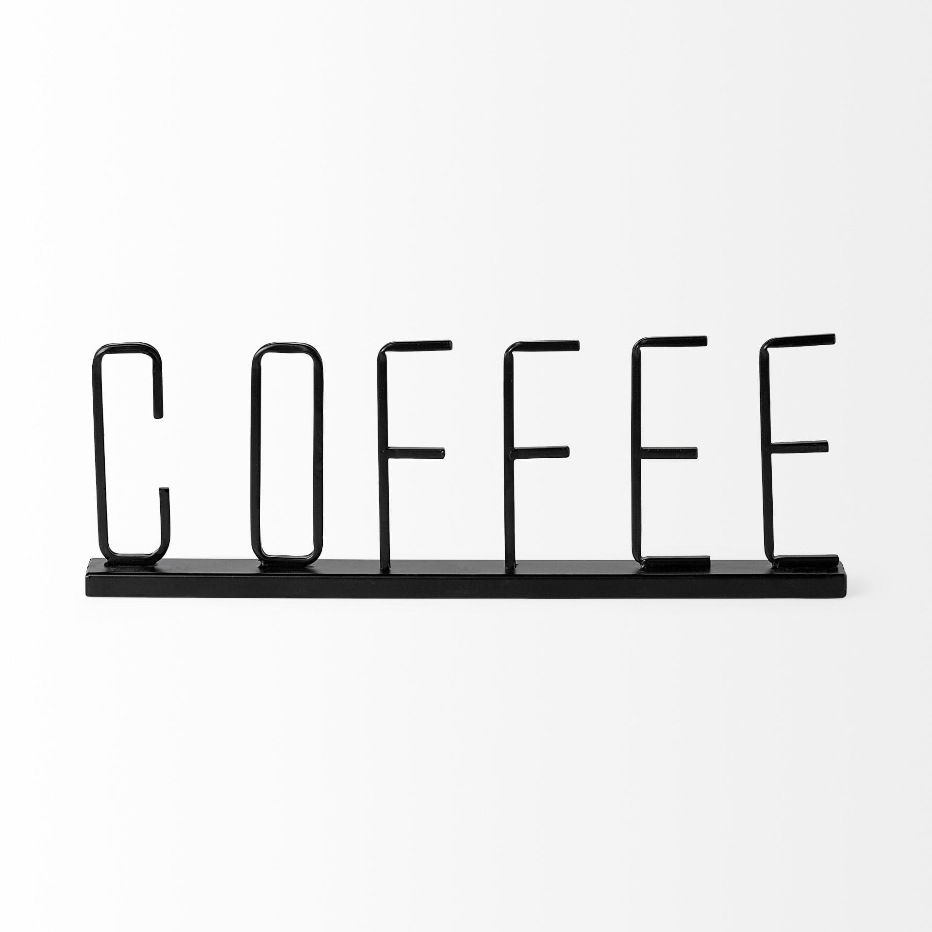 Coffee 15L x 1W Black Metal Sign — product photograph