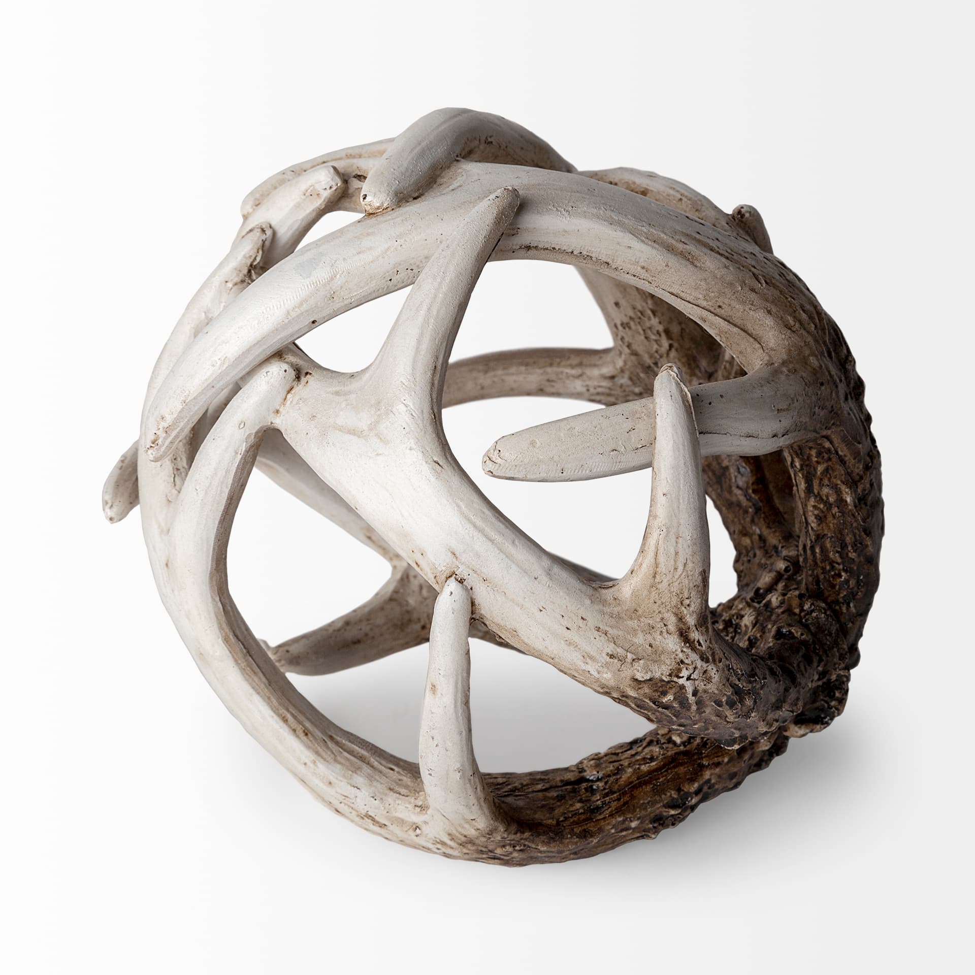 Ramus I (Small) 5L x 5W Brown Antler Shaped Decorative Resin Orb Ball — product photograph