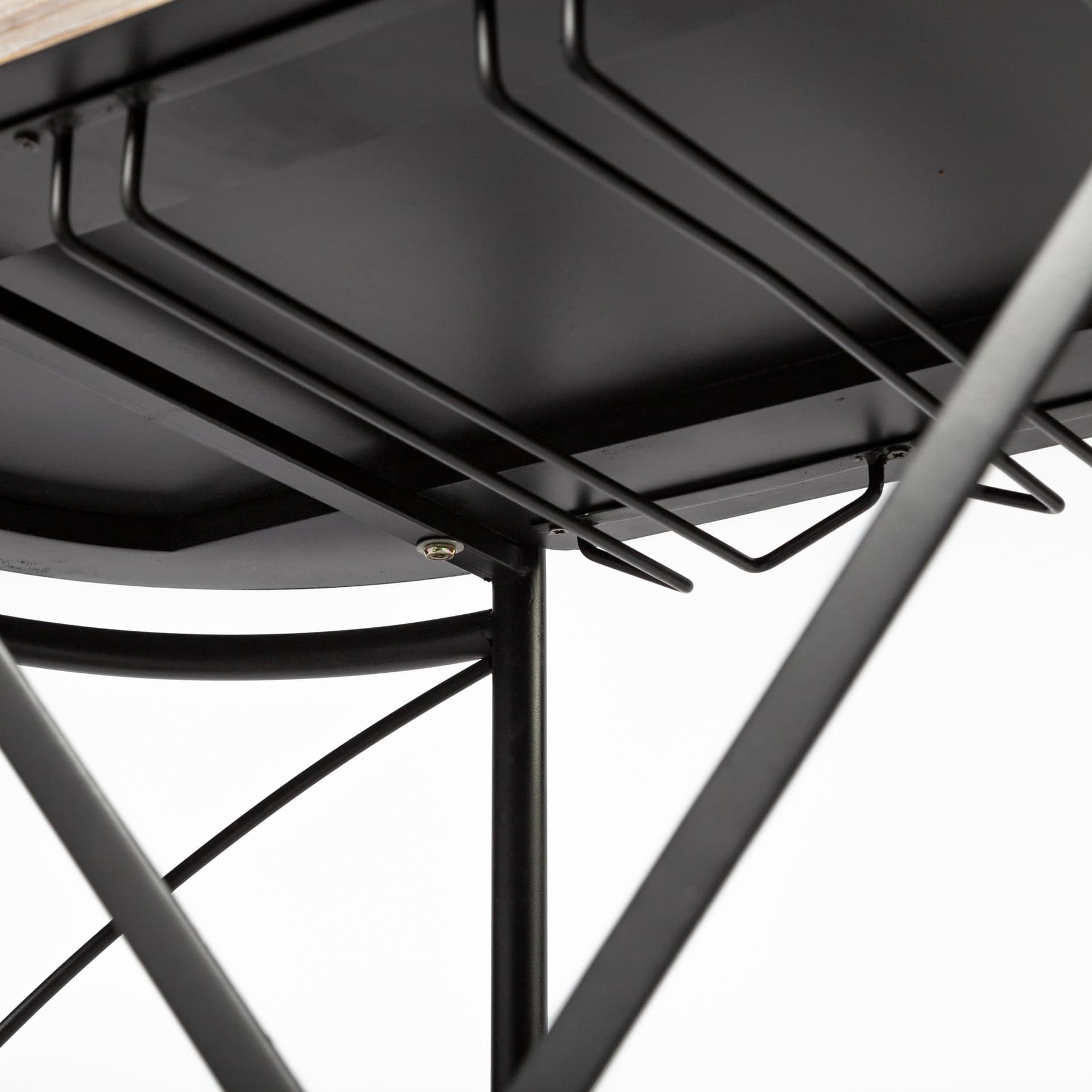 Marlon Black Metal Frame Two Tier Shelves w/Stemware holder Bar Cart — product photograph