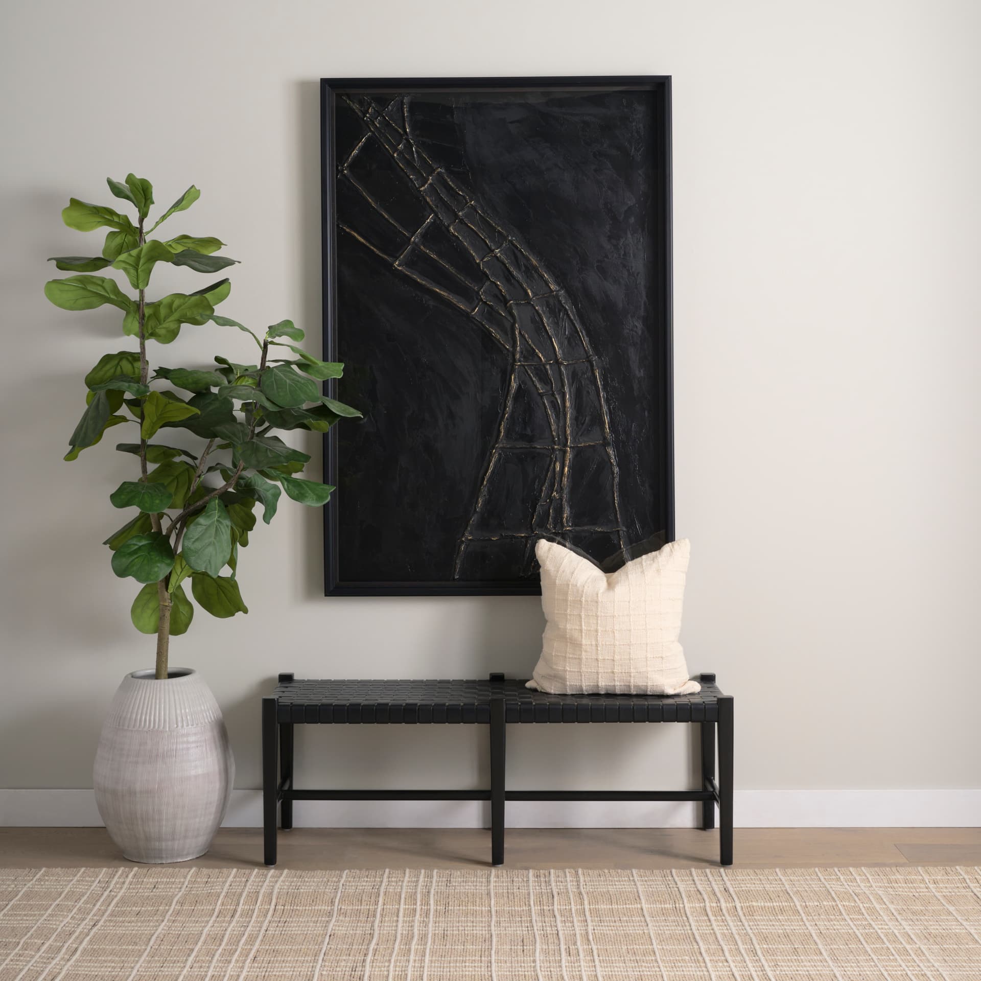 Descent I by Studio M a handmade Original Framed 3D Textured Artwork under Glass — in a styled room