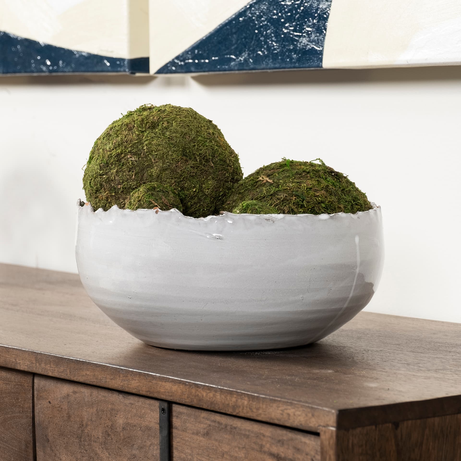 Larsen 13L x 13W White Ceramic Large Decorative Bowl — product photograph
