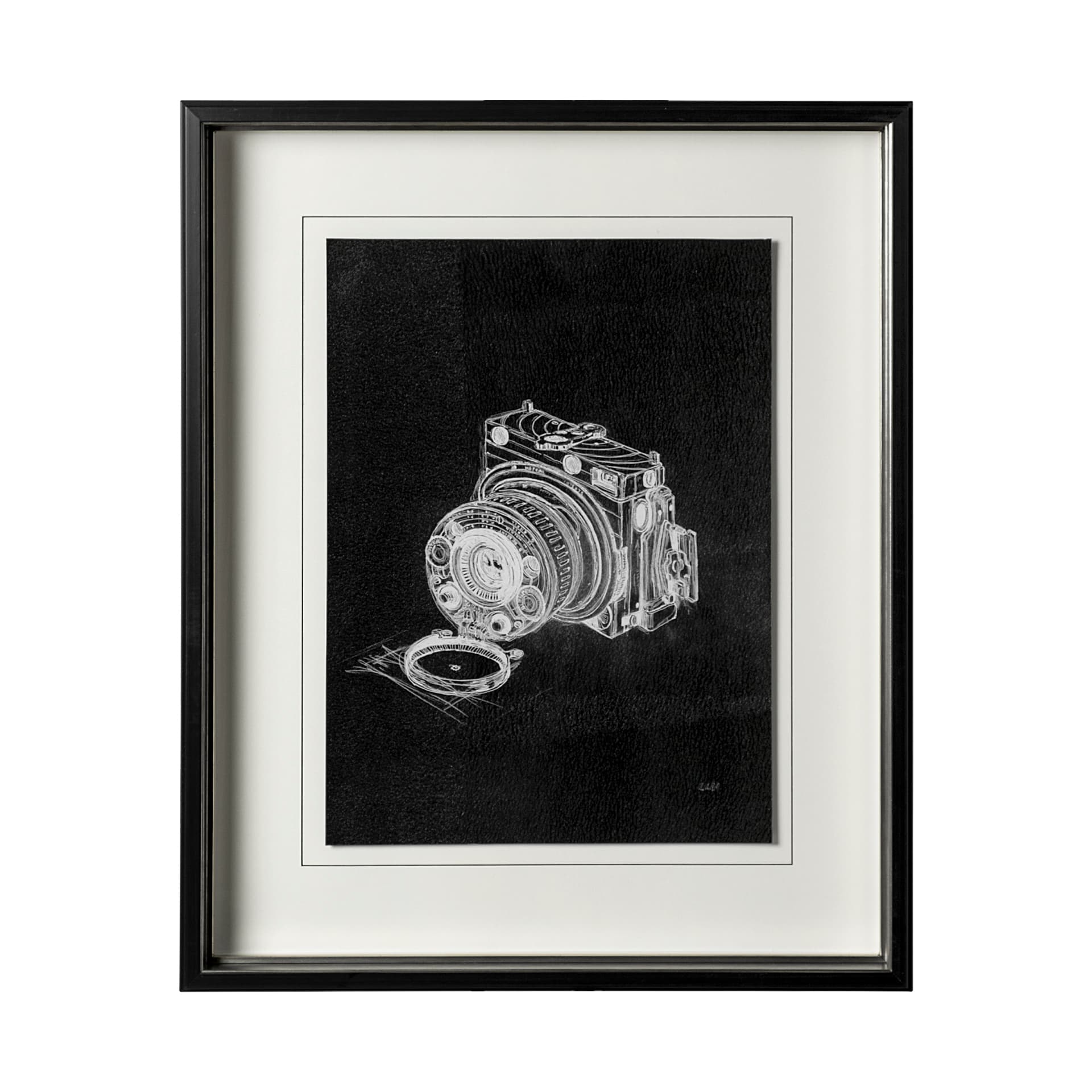 Compass Camera I by Alarm a Hand Embellished Textured Framed Art Print Matted under Glass — product photograph