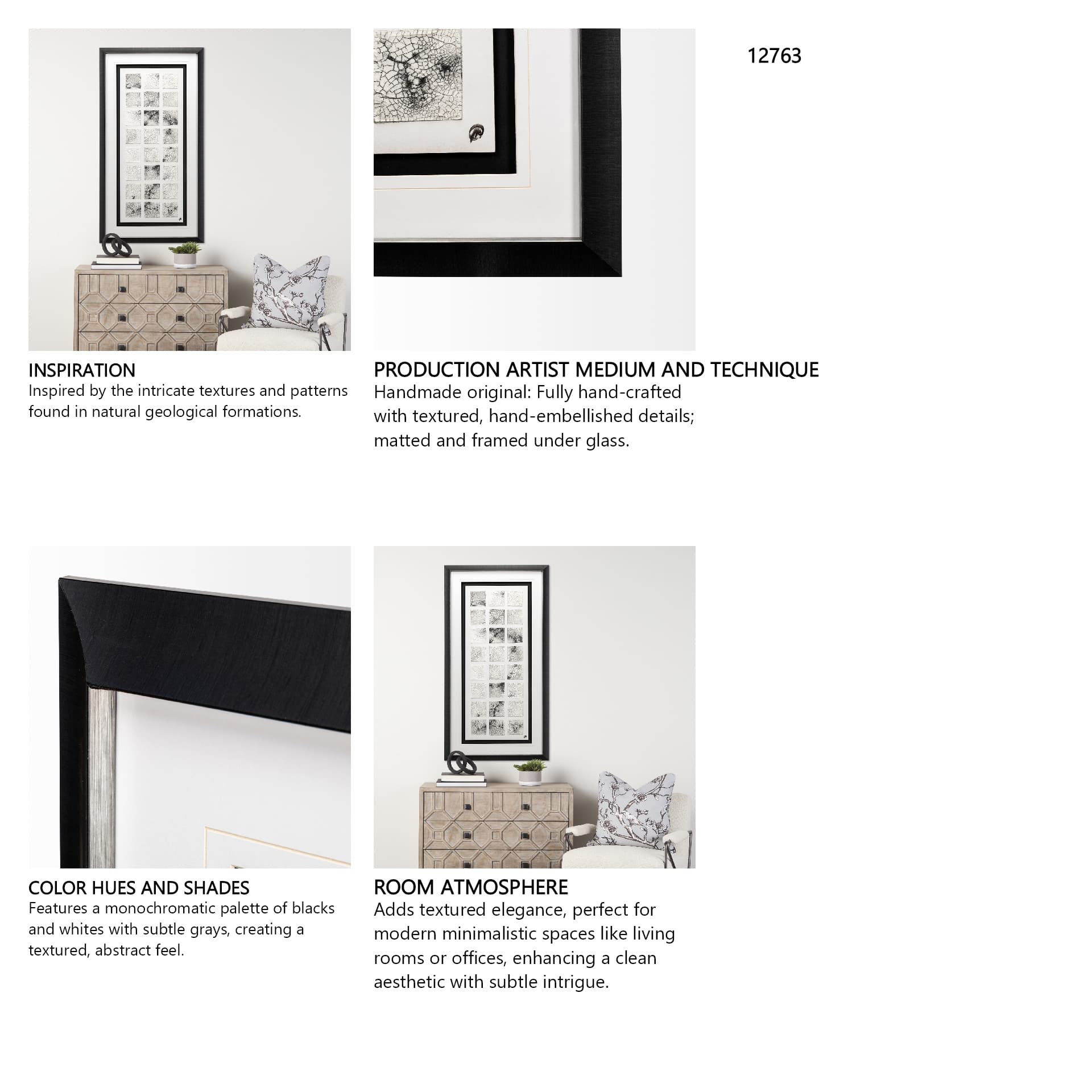 Cracking Blocks by Studio M a handmade Original Framed Artwork under Glass — in a styled room