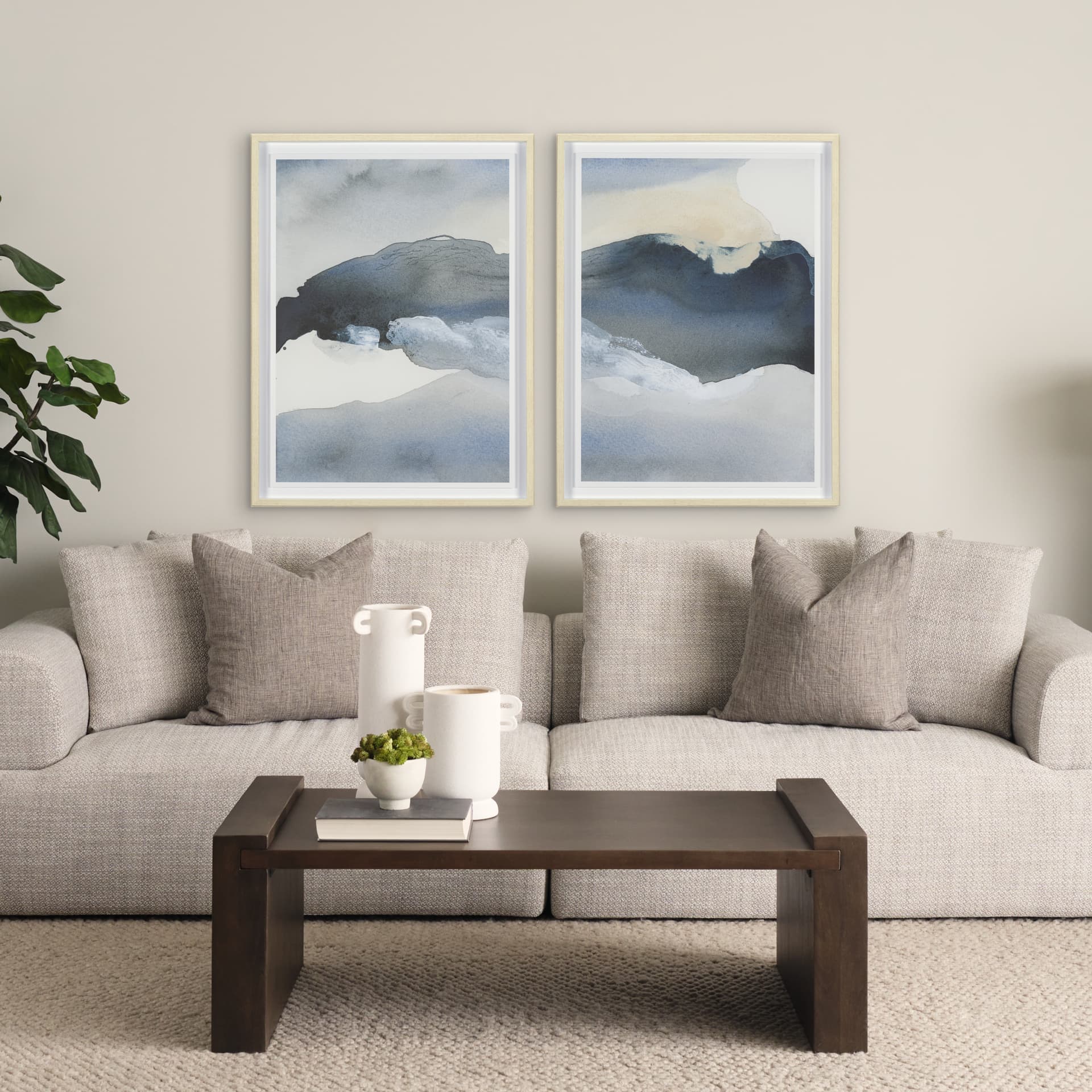 Broken Silence I Abstract by Mercana Studio a Hand Embellished Framed Print under Glass — in a styled room
