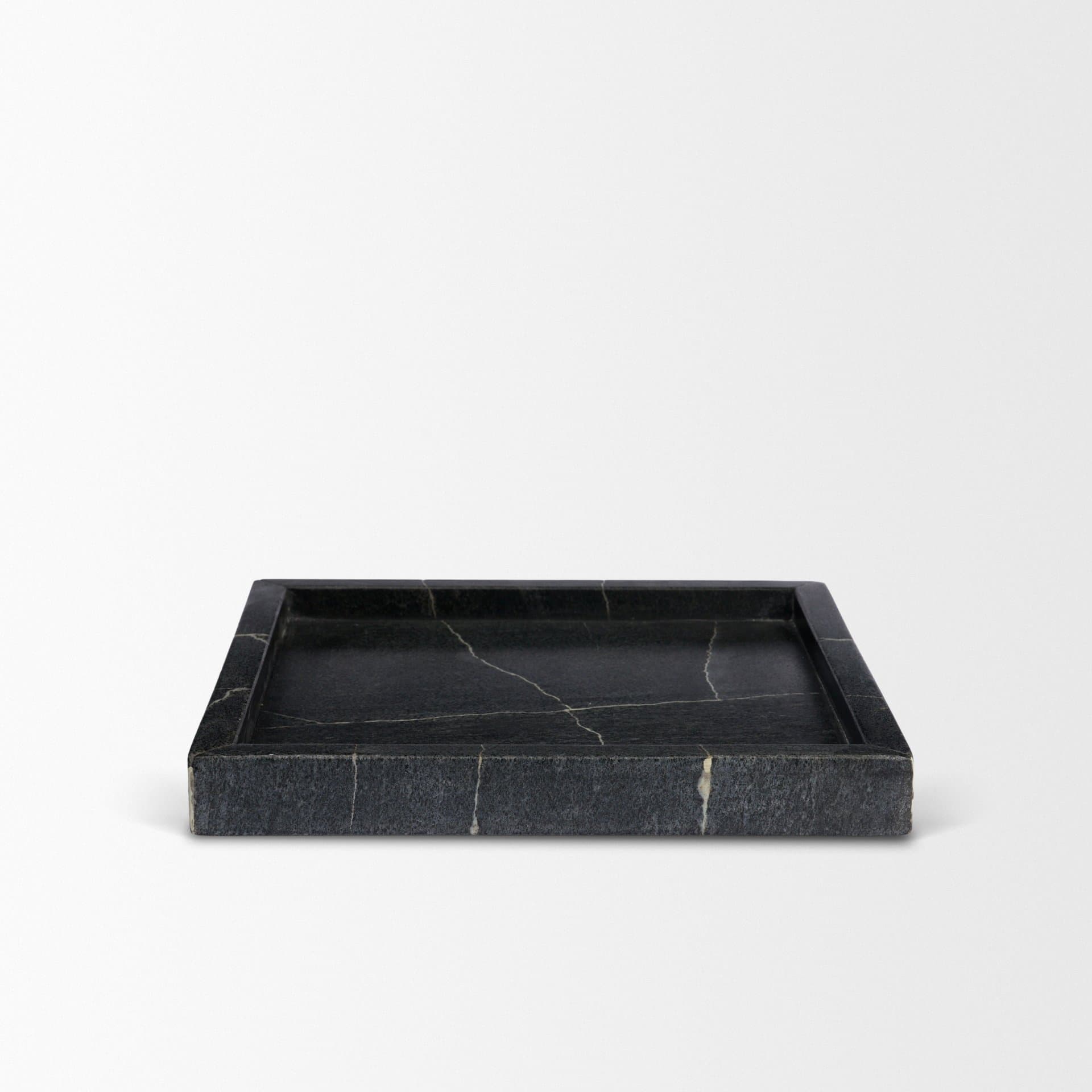 Stratus Black Marble Square Decorative Tray — product photograph
