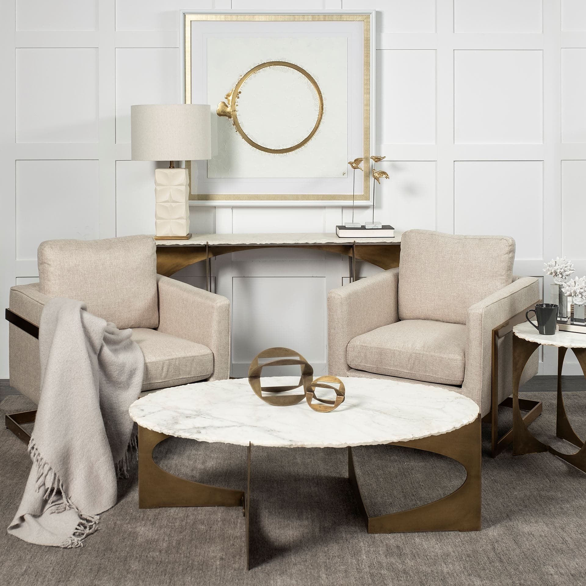 Halo I (White) by Studio M a handmade Original Framed Artwork under Glass — in a styled room