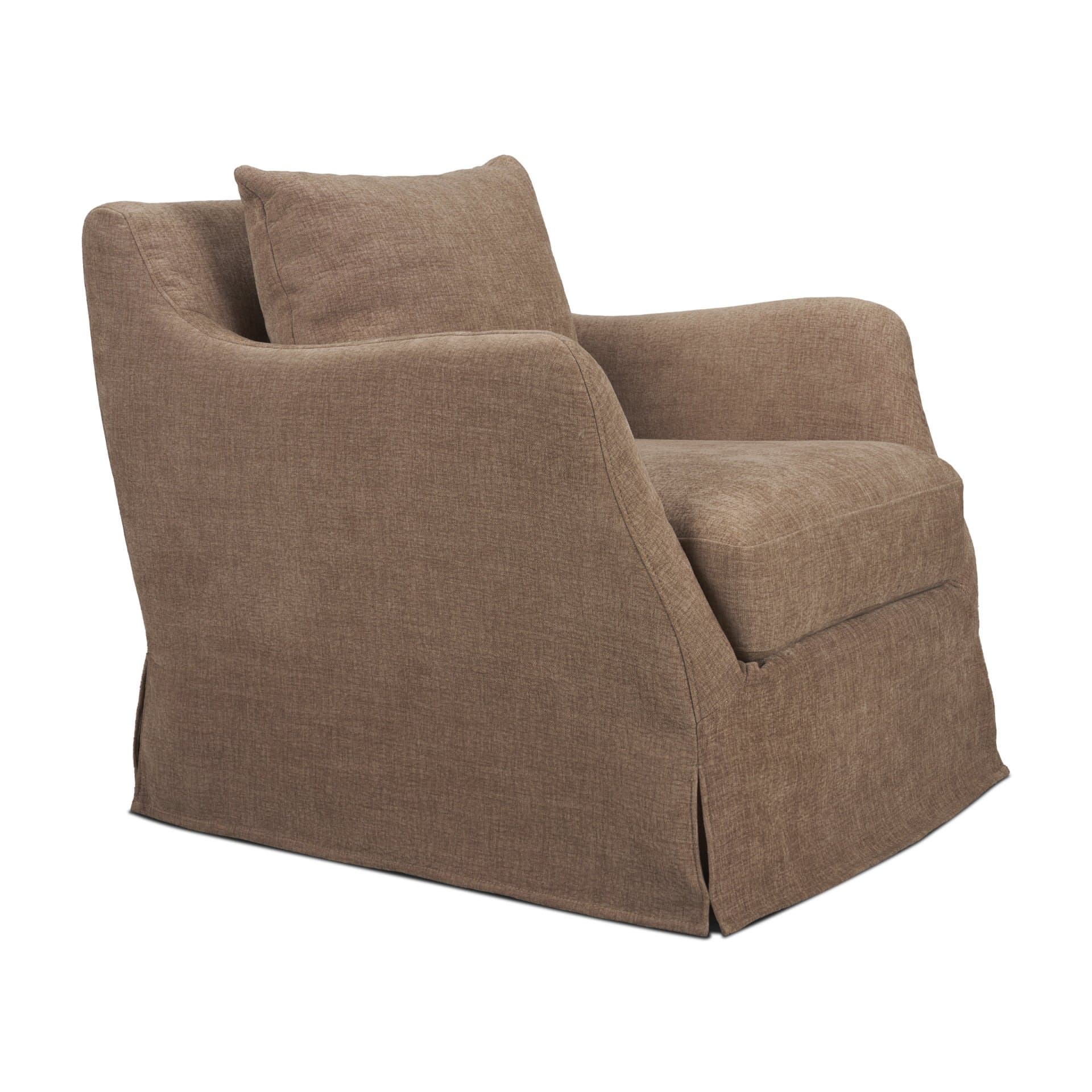 Ellington Slipcovered Slope Arm Swivel Accent Chair | Stonewashed Latte Fabric — product photograph