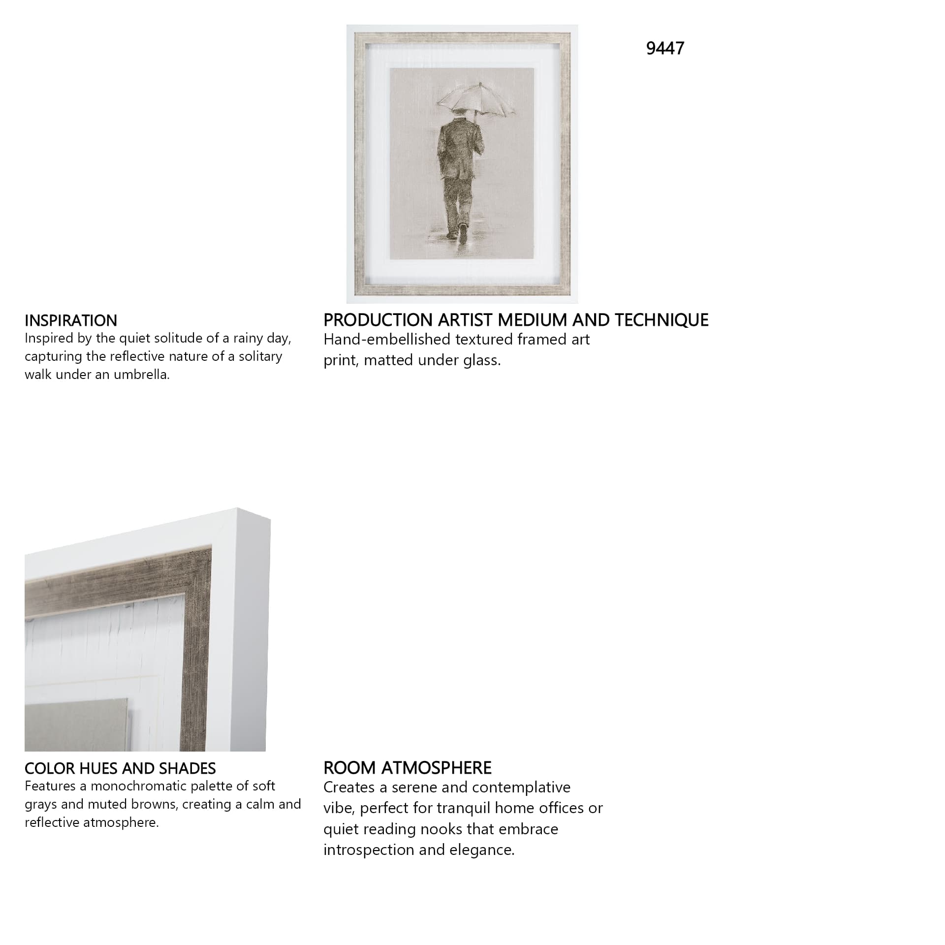 Rainy Day Rendezvous by Mercana Studio Hand Embelished Textured Framed Art Print Matted under Glass — in a styled room