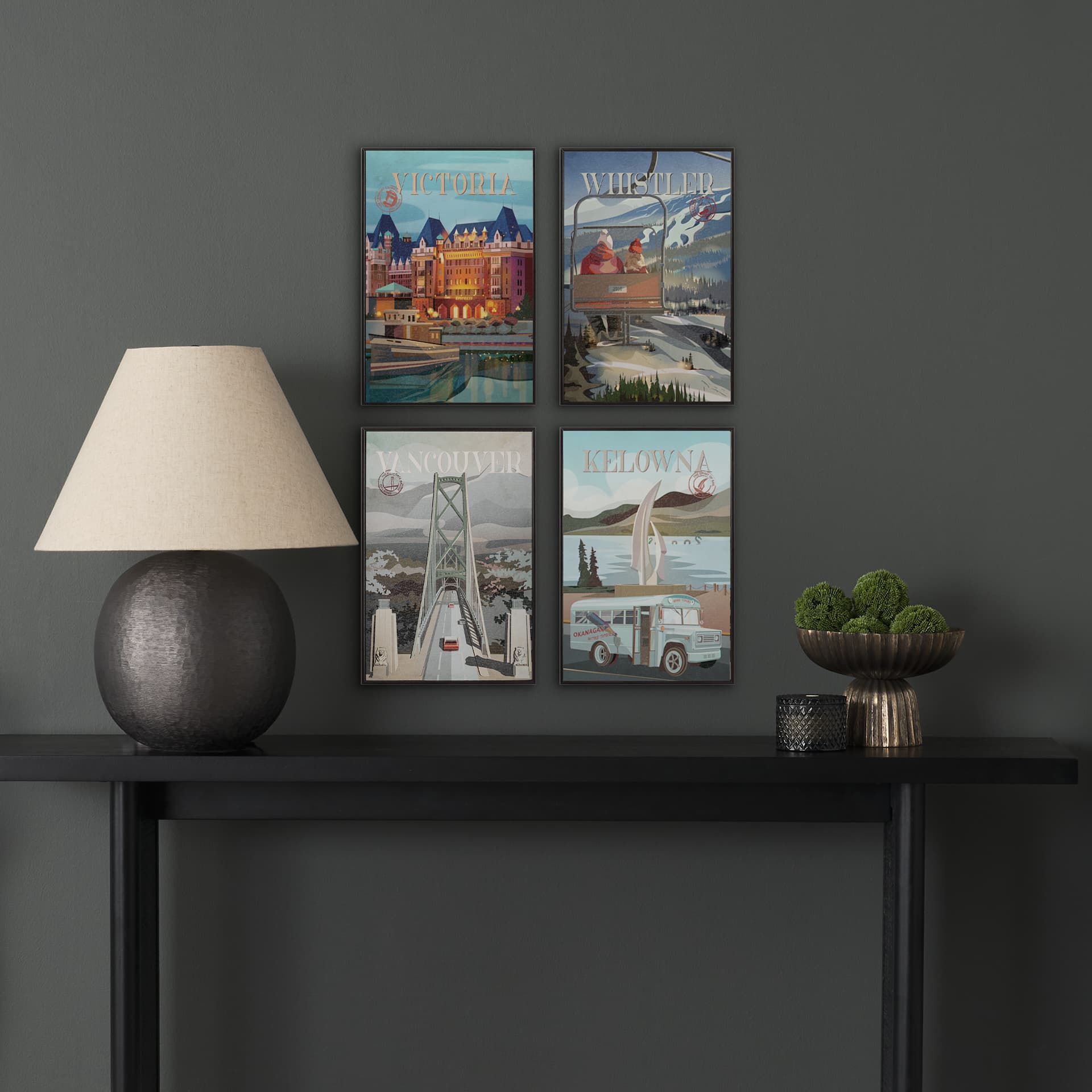 Vancouver Go Canada (SM) by Mercana Studio a Hand Embellished Decograph Framed Art Print — in a styled room