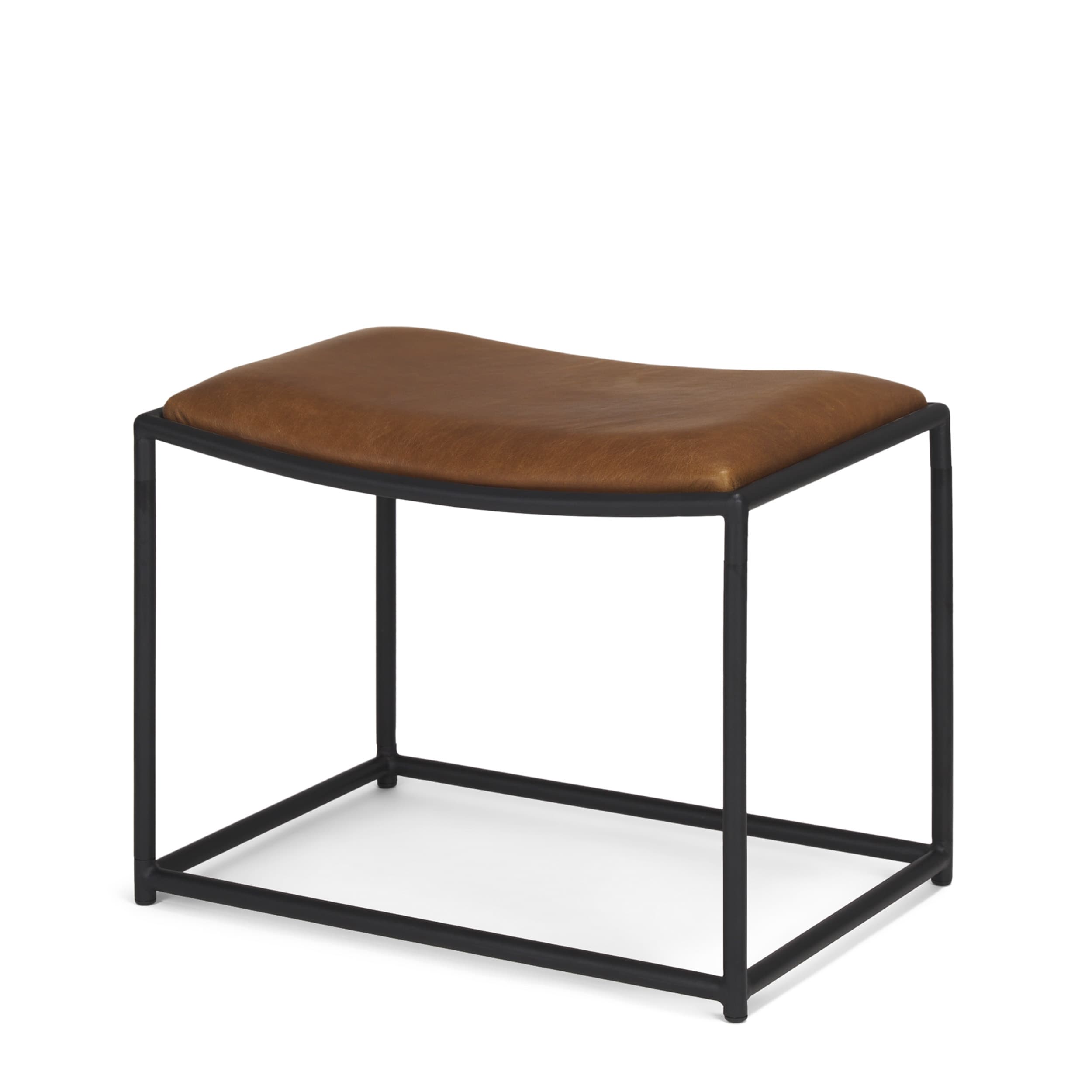 Taniel Brown Leather w/ Black Metal Stool — product photograph