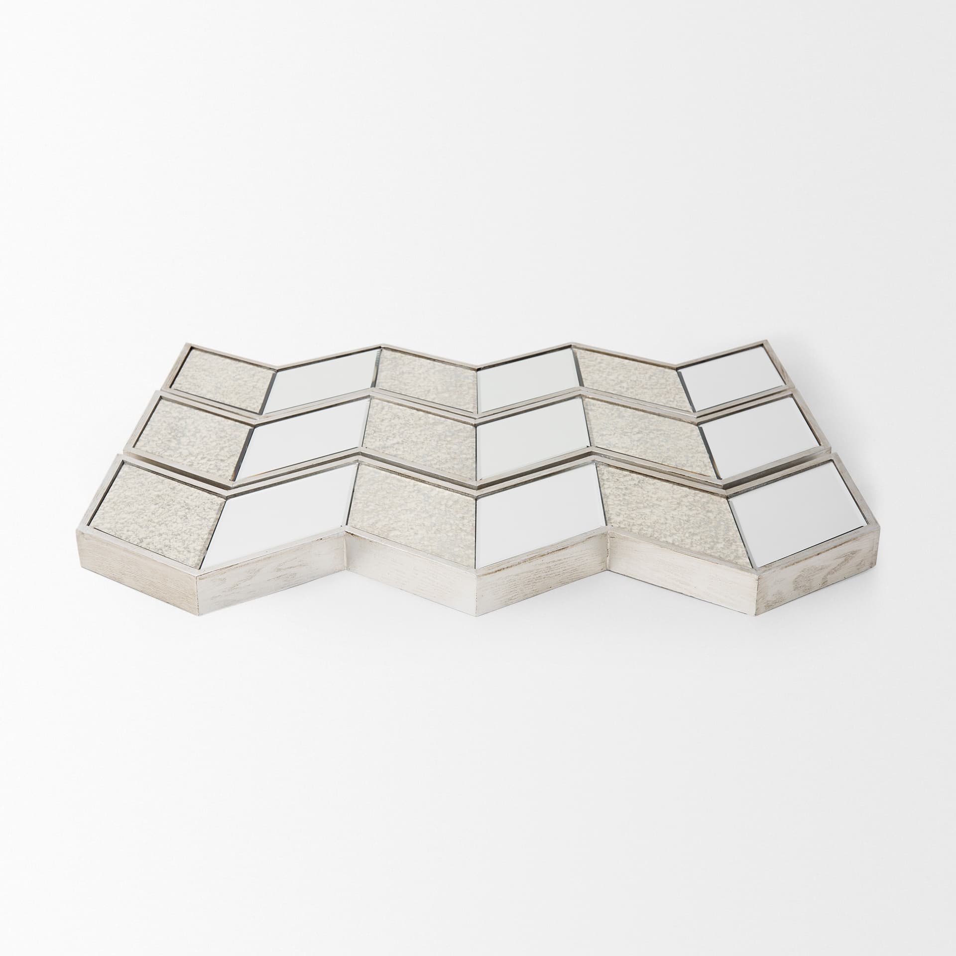 Cheveronna 36x12 Silver W/Antiquing Wood Frame Mirror — product photograph