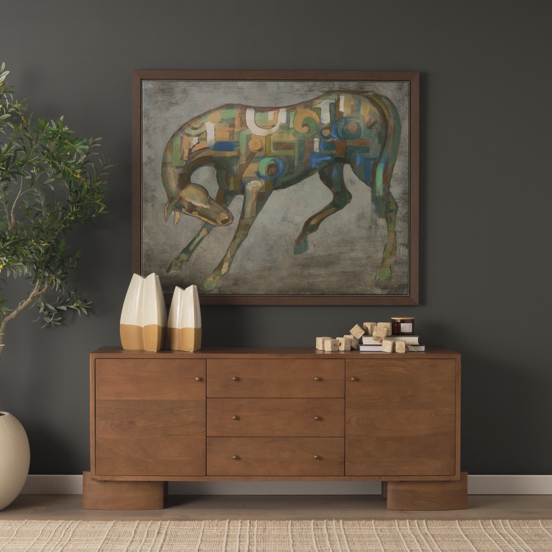 Mala Beige Paper Mache Cube Garland — product photograph