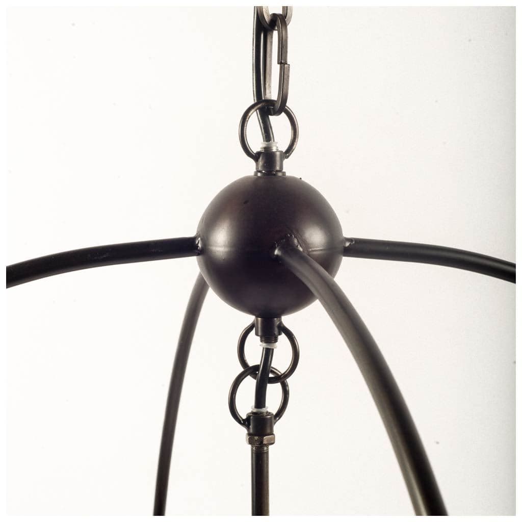 Penhill (25"x24") Black and Wooden Three Bulb Chandelier — product photograph