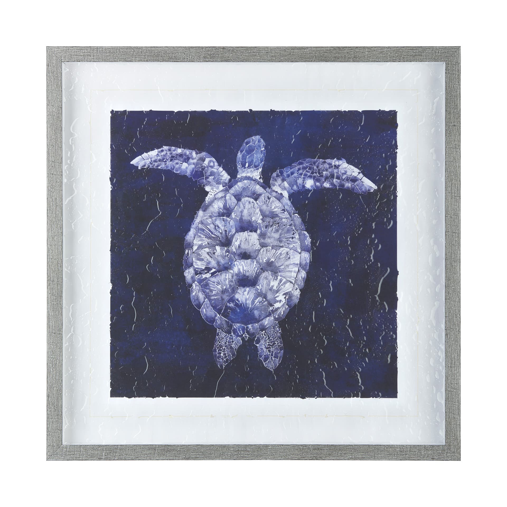 Sea Turtle Shadow I by Grace Popp a Hand Embellished Textured Framed Art Print Matted under Glass — product photograph