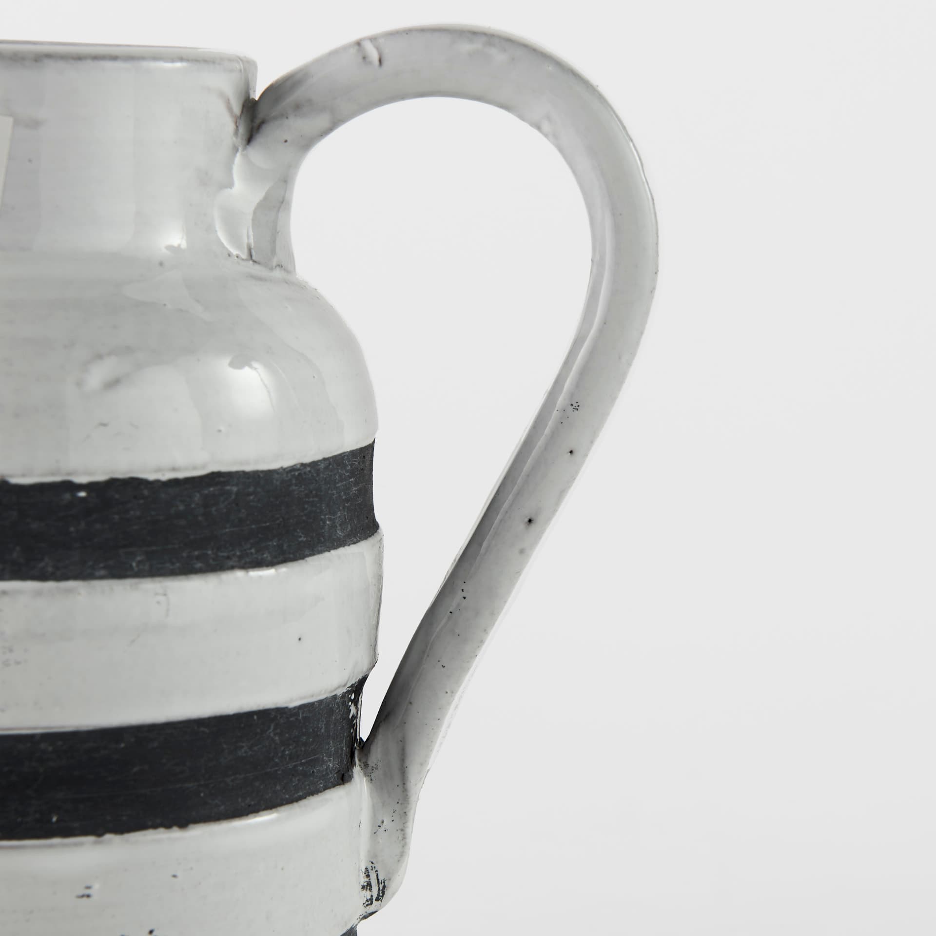 Harmon I Small White w/ Charcoal Stripes Ceramic Jug — product photograph