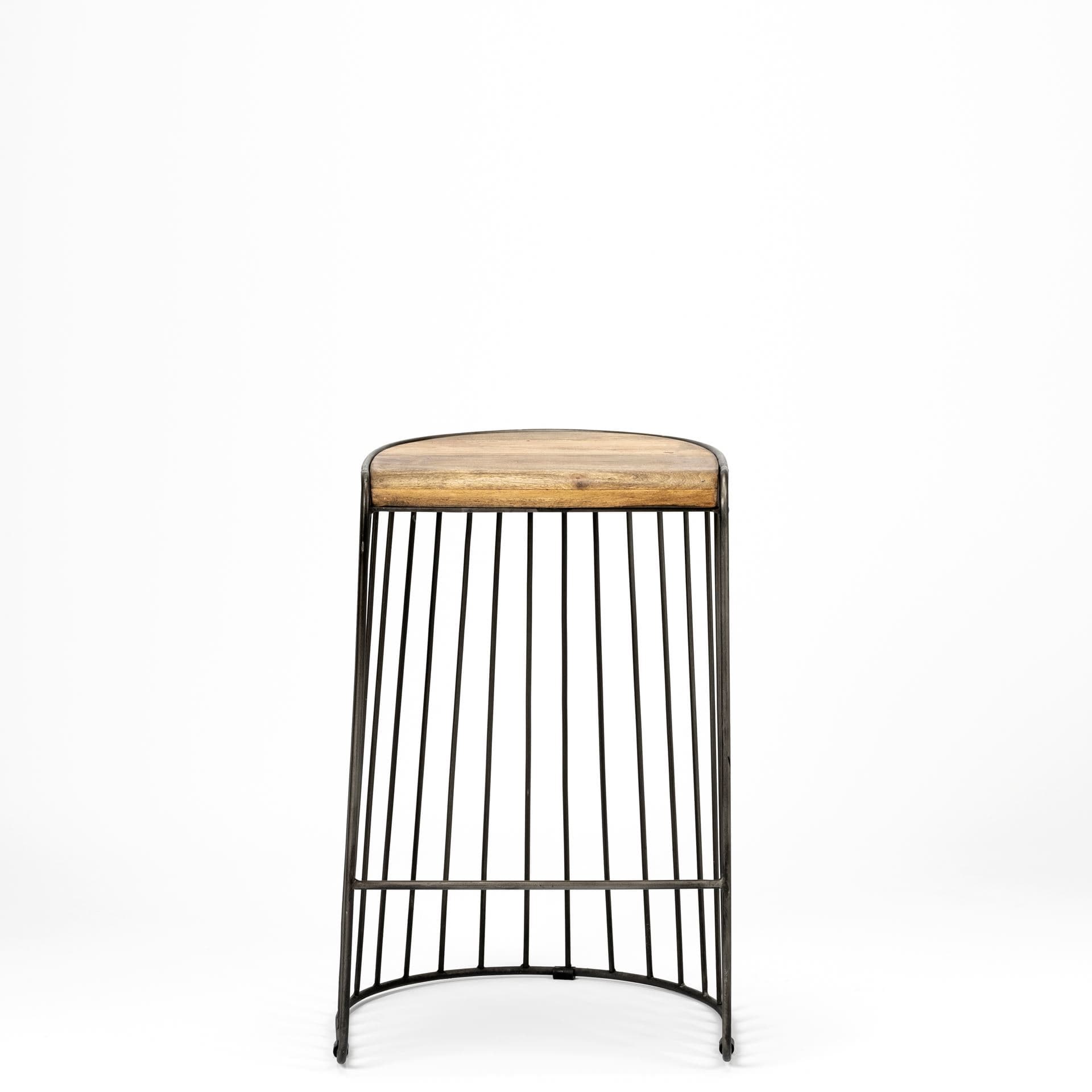 Seagram Backless 25.6in Seat Counter Stool | Brown Wood w/ Black Metal — product photograph