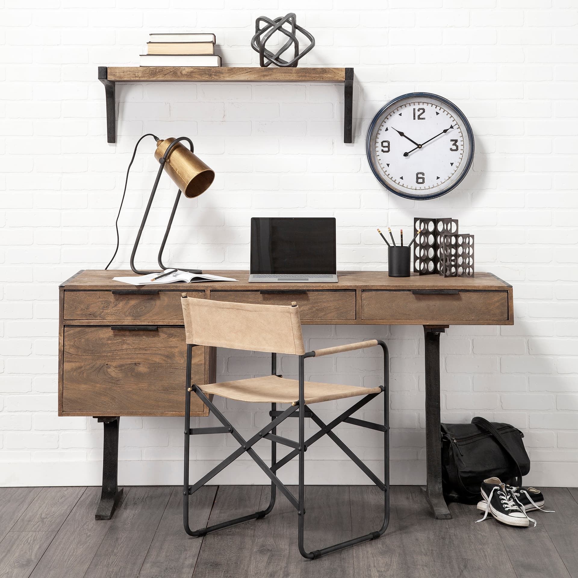 Hereward 16L x 16H Round Large Modern Wall Clock — in a styled room
