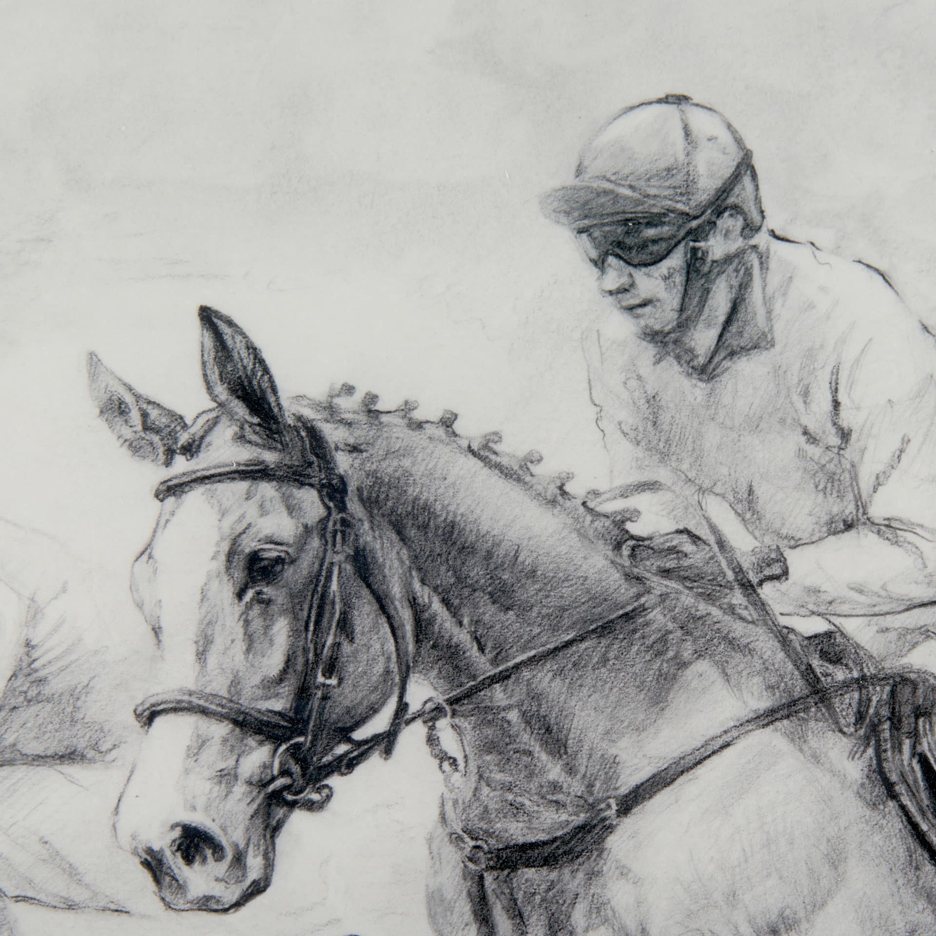 Horse Racing II by Mercana Studio a Hand Embellished Textured Framed Art Print Matted under Glass — product photograph
