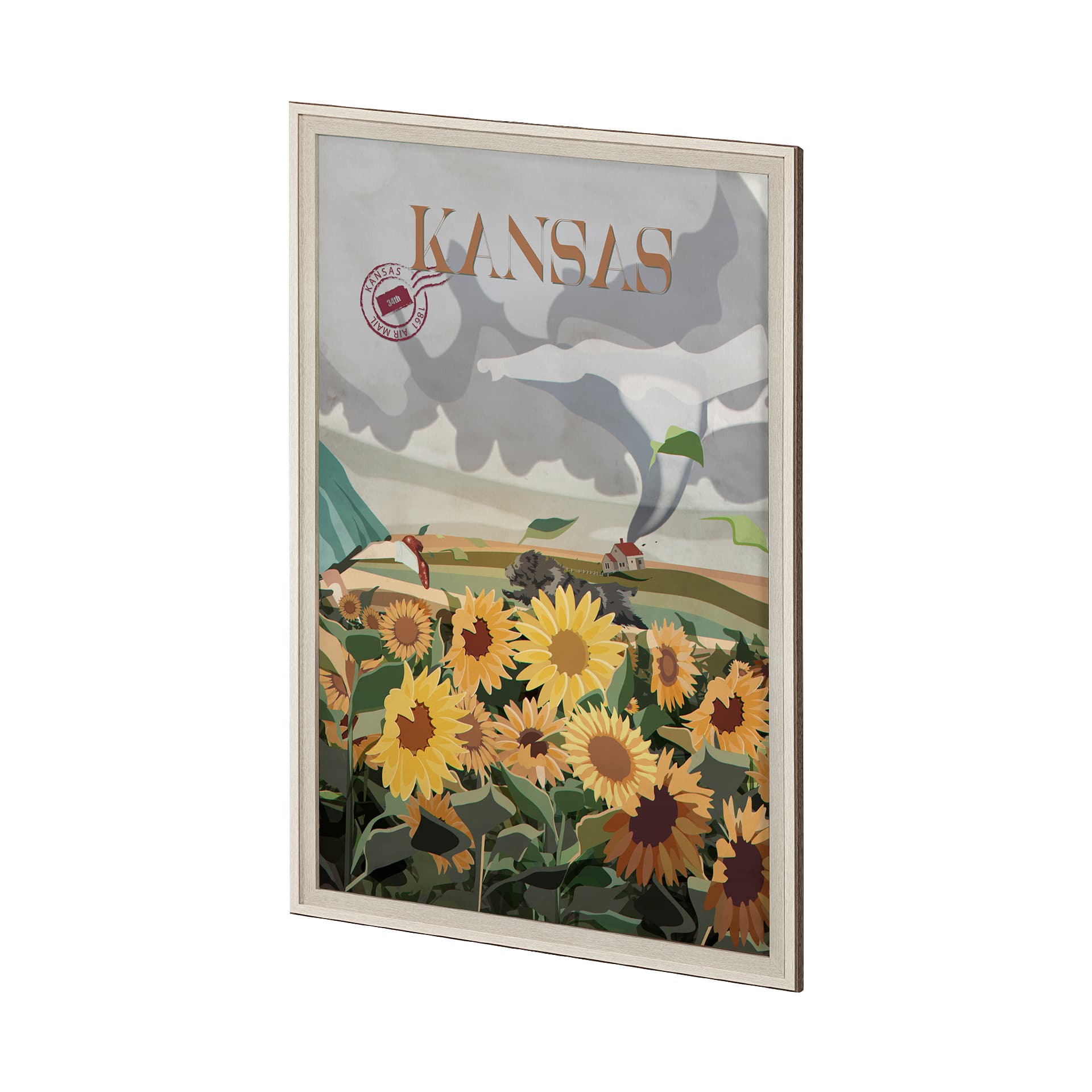 Kansas Go USA (XL) by Mercana Studio a Hand Embellished Decograph Framed Art Print under Glass — product photograph