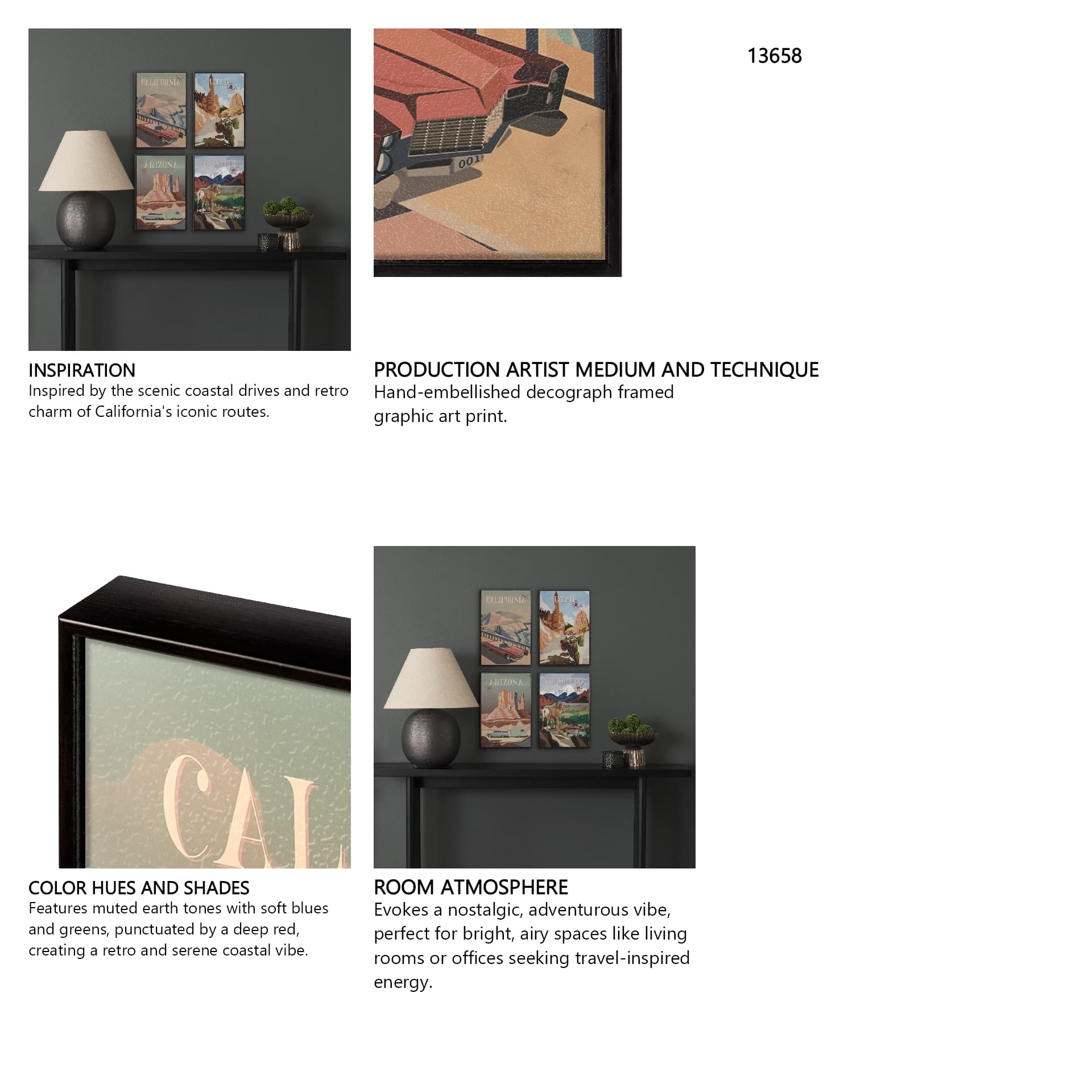 California Go USA (SM) by Mercana Studio a Hand Embellished Decograph Framed Art Print — in a styled room