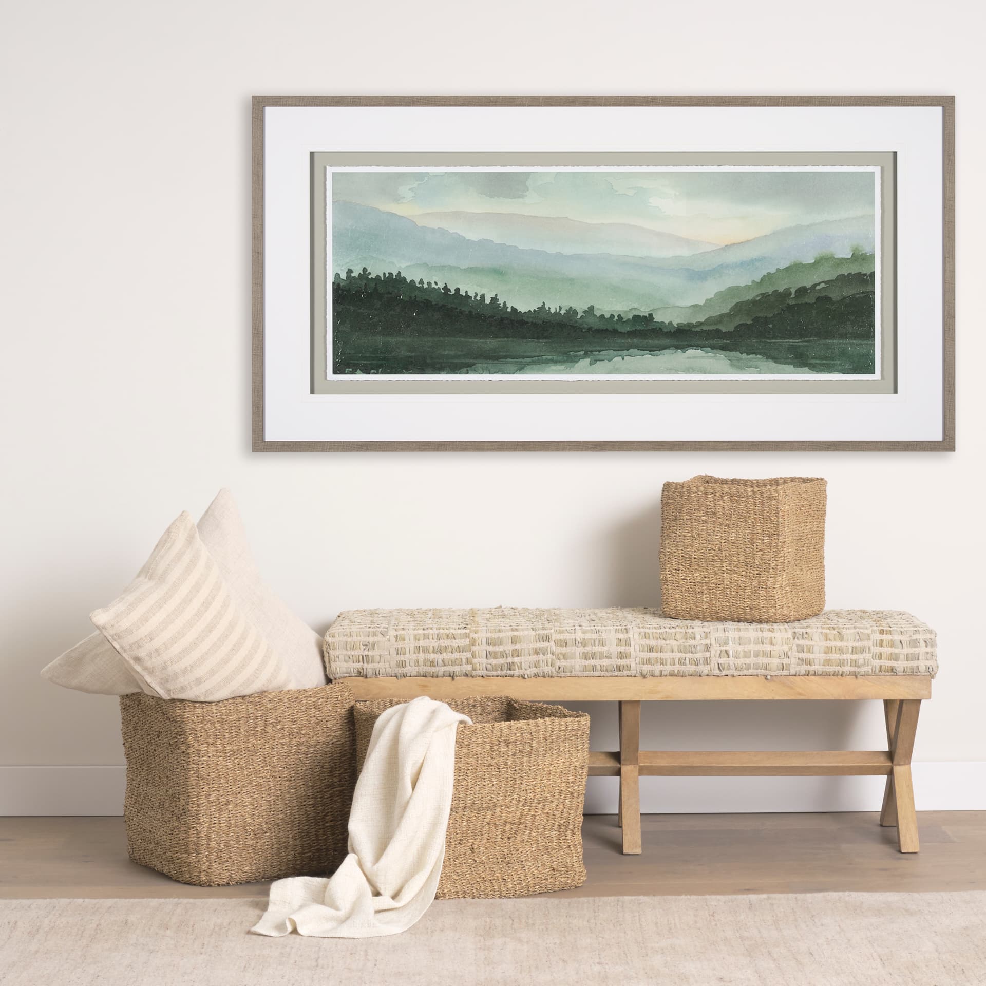 Watercolor Sketch II by Mercana Studio Hand Embellished Textured Framed Art Print Matted under Glass — in a styled room