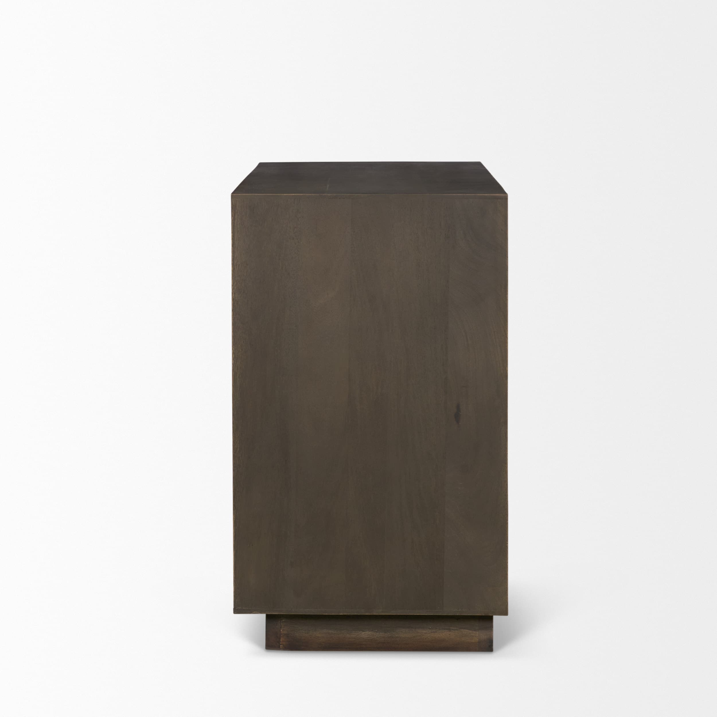 Cinder Distressed Dark Brown Wood Reeded 2-Door Closed Accent Cabinet — product photograph